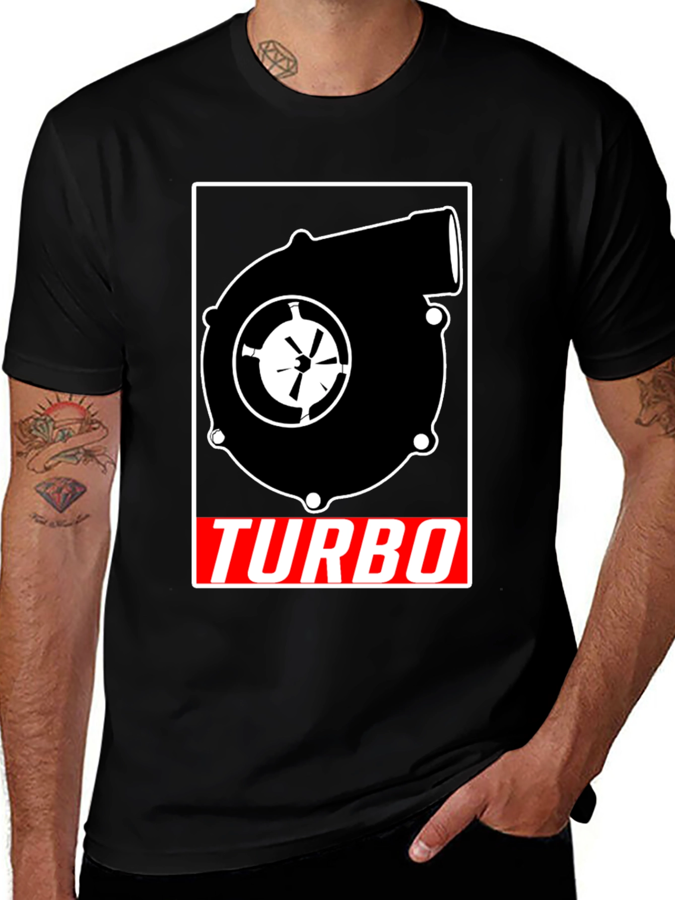 Variant 25 of Turbo Graphic Black T-Shirt | Automotive Enthusiast Tee