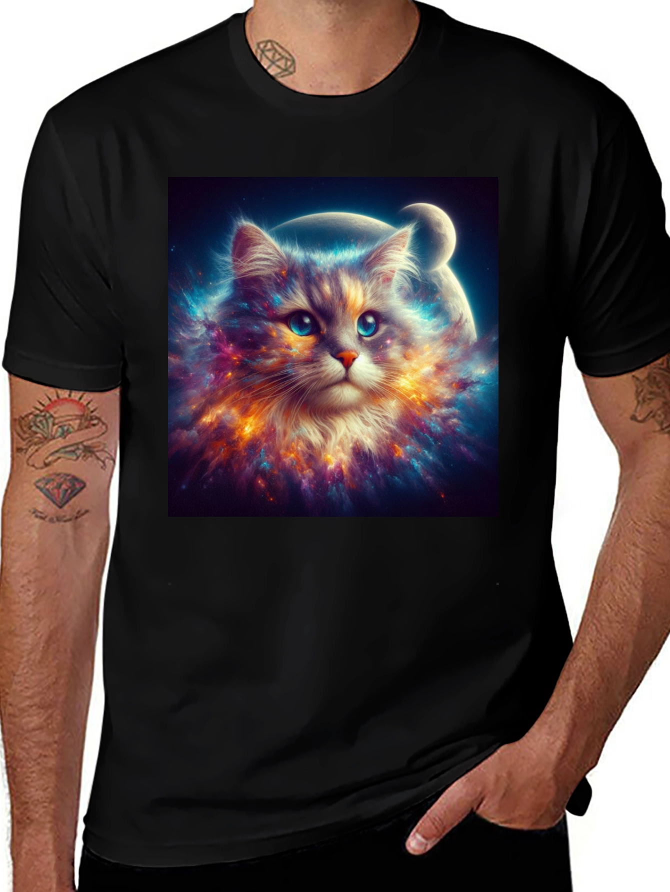 Variant 10 of Cosmic Cat T-Shirt - Galaxy Kitten Design