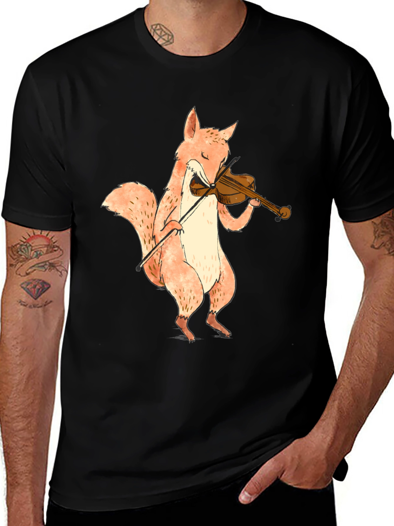 Variant 3 of Fox Playing Violin Graphic T-Shirt - Unisex