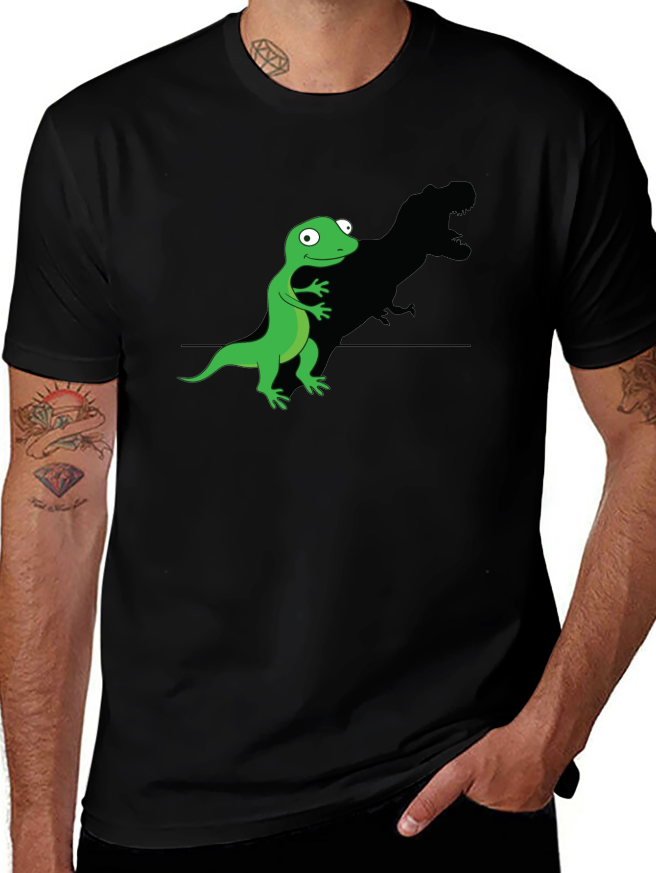 Variant 29 of Funny Lizard T-Rex Shadow Graphic Tee