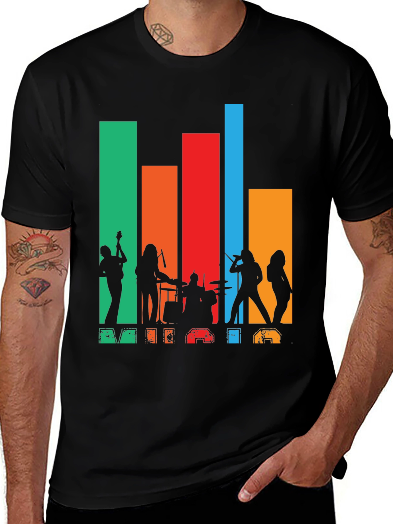 Variant 25 of Retro Music Band Silhouette T-Shirt