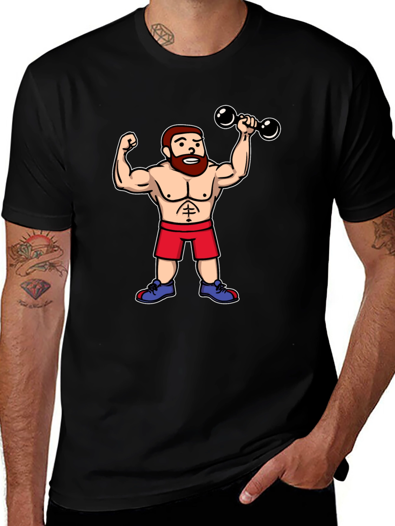Variant 14 of Cartoon Gym Buff Black T-Shirt
