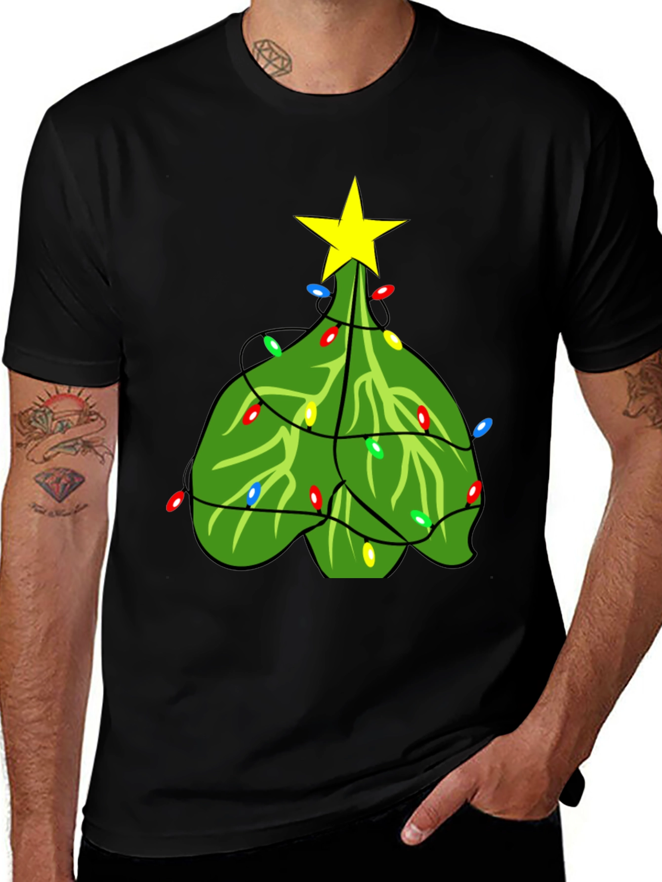 Variant 19 of Christmas Tree T-Shirt with Lights and Star
