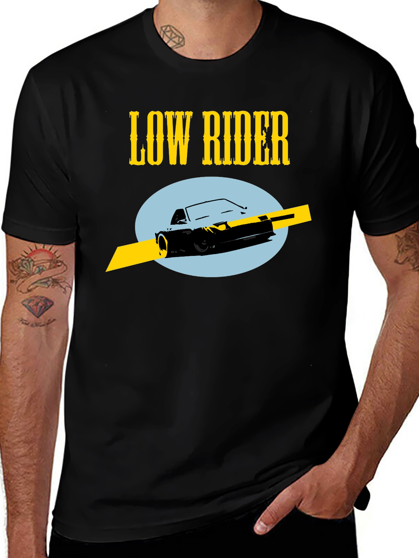 Variant 19 of Low Rider Car Graphic Black T-Shirt