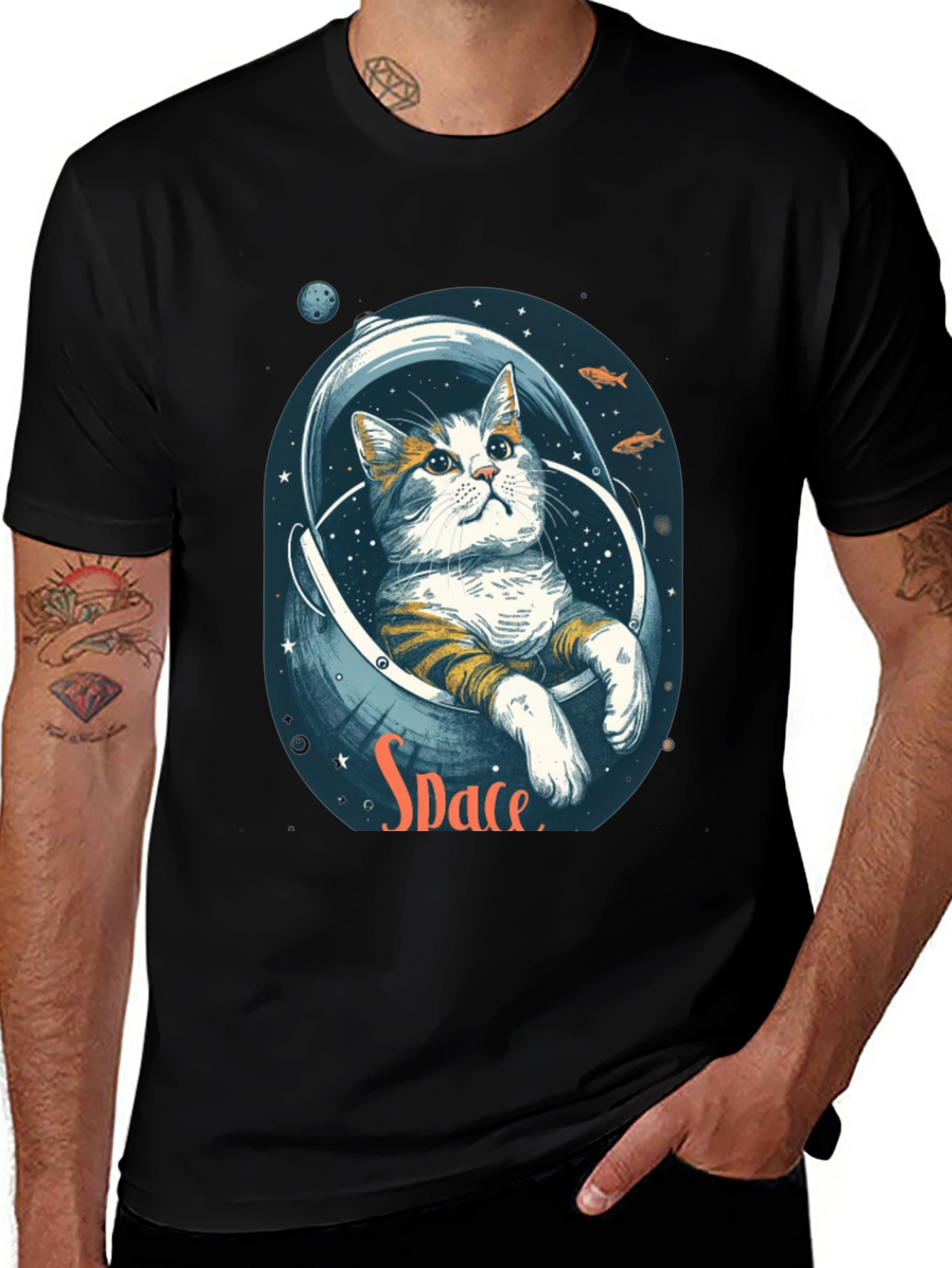 Variant 20 of Astronaut Cat T-Shirt - Space Graphic Tee