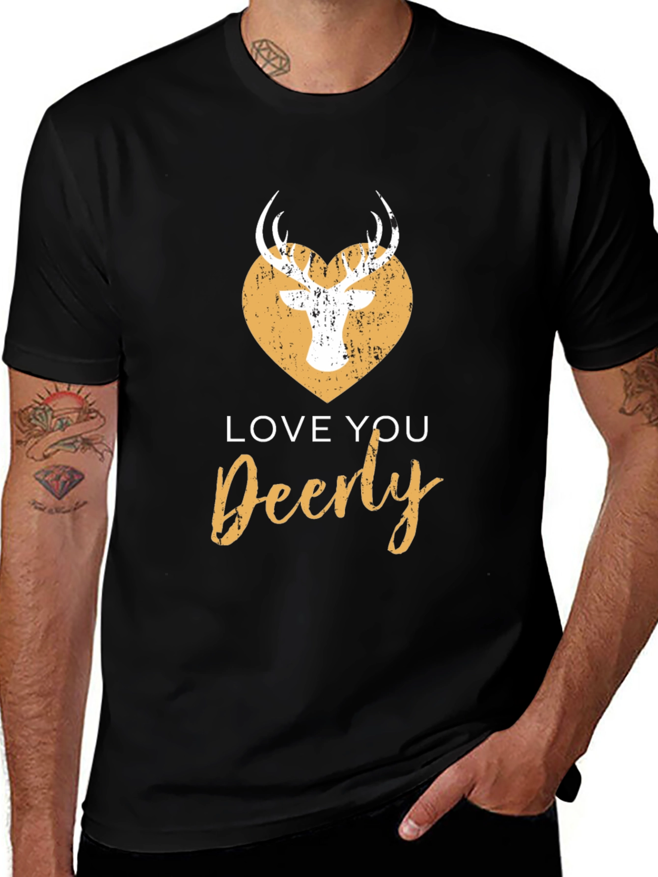 Variant 10 of Love You Deerly Graphic Tee - Black Cotton T-Shirt
