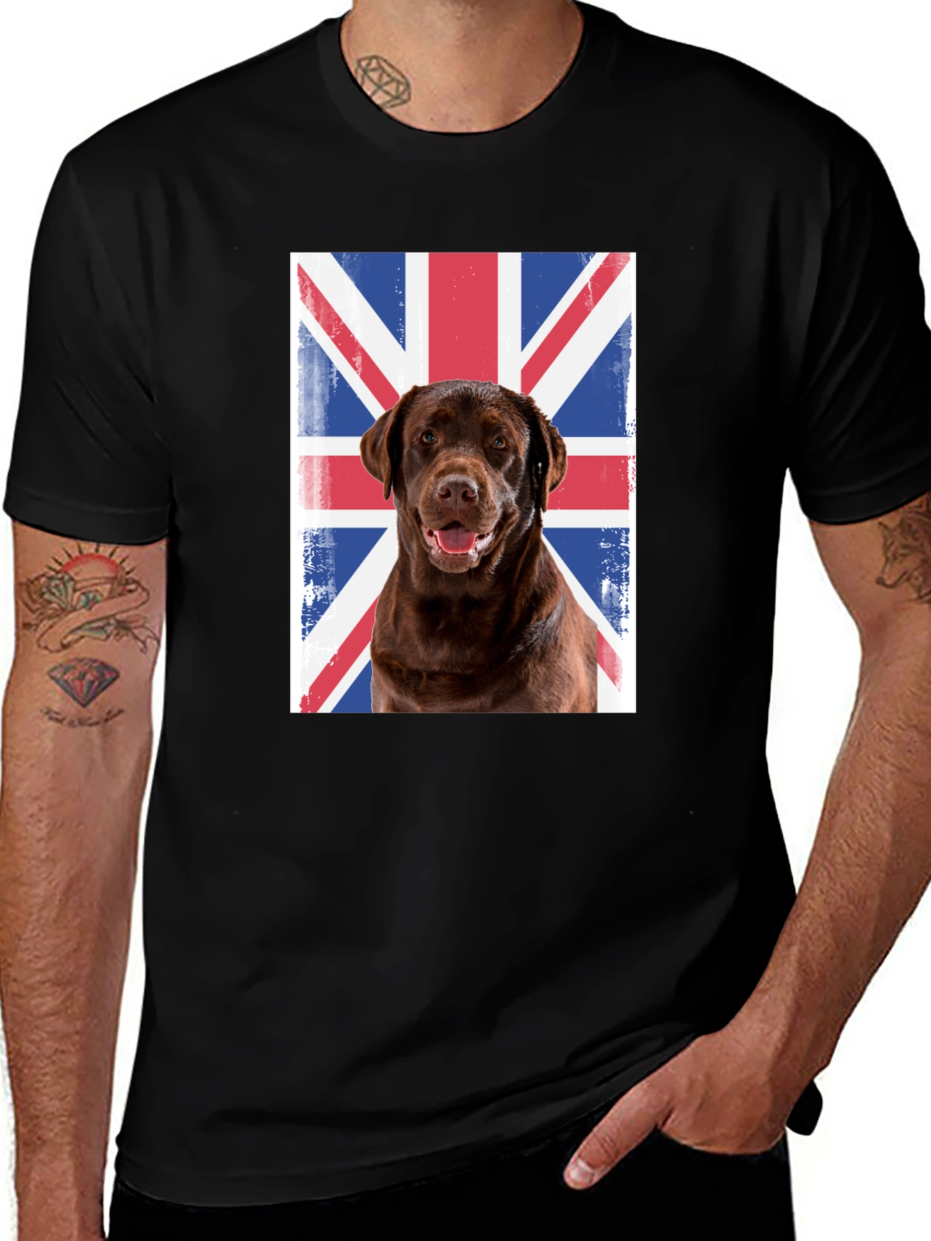 British Flag Chocolate Labrador T-Shirt