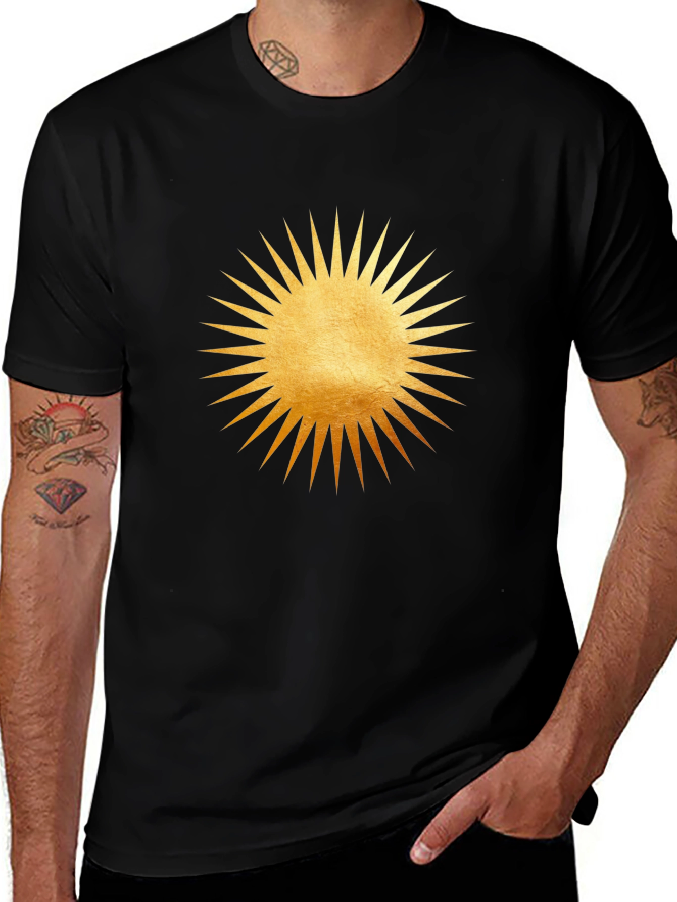 Variant 26 of Radiant Sun Graphic Tee - Black Cotton Comfort