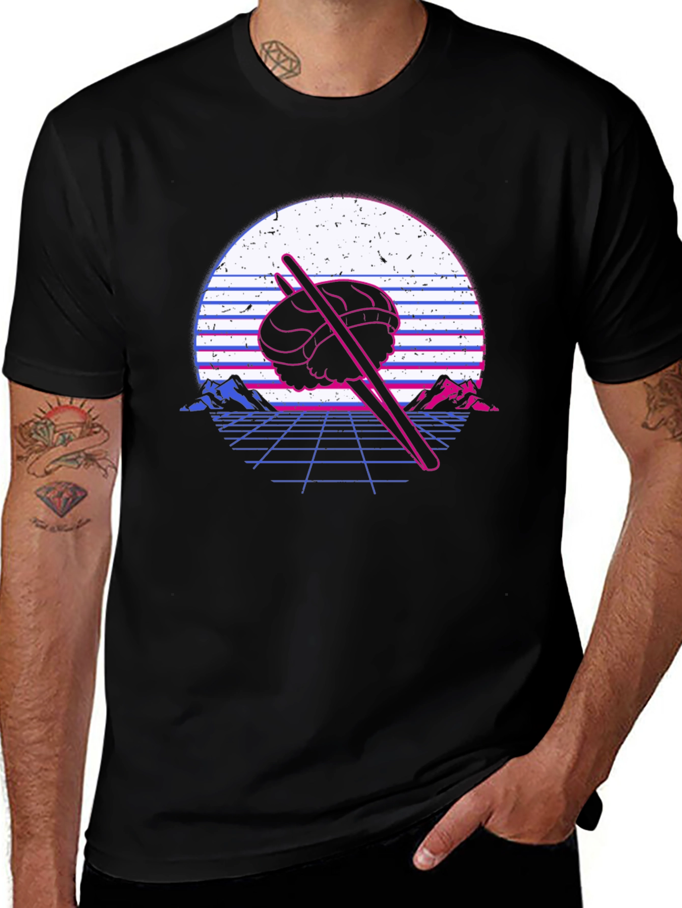 Variant 15 of Retro Sushi T-Shirt - Vaporwave Design