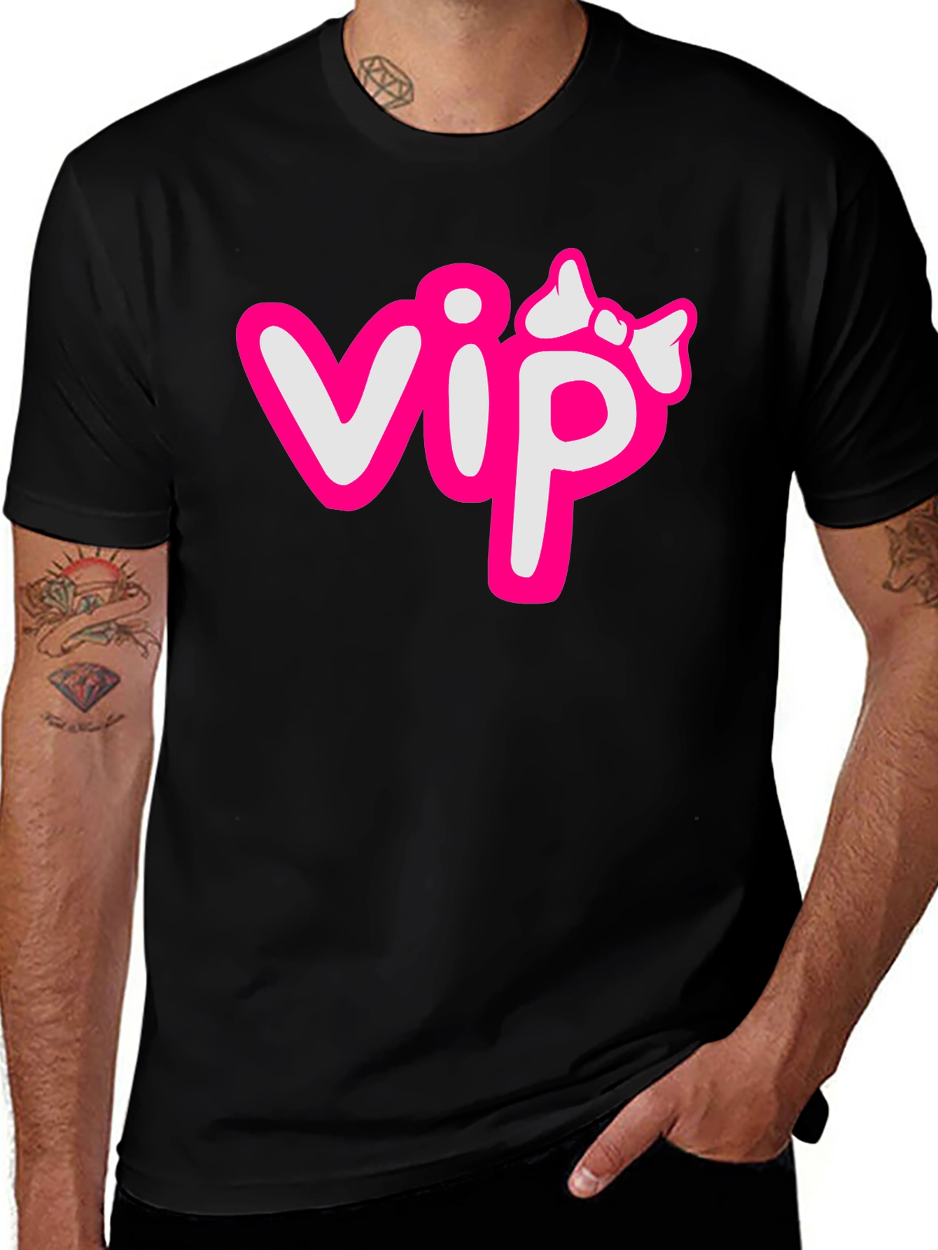 Variant 4 of VIP Dog Lover Tee - Pink & White Graphic