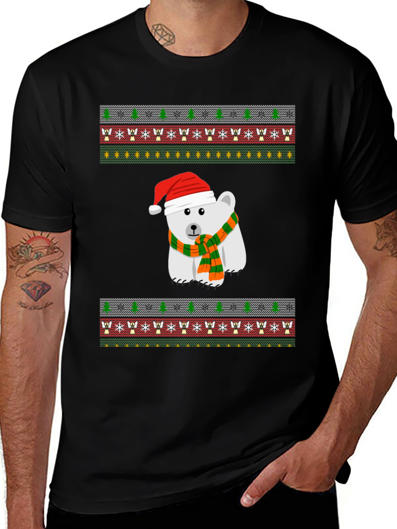 Variant 29 of Festive Polar Bear Holiday T-Shirt