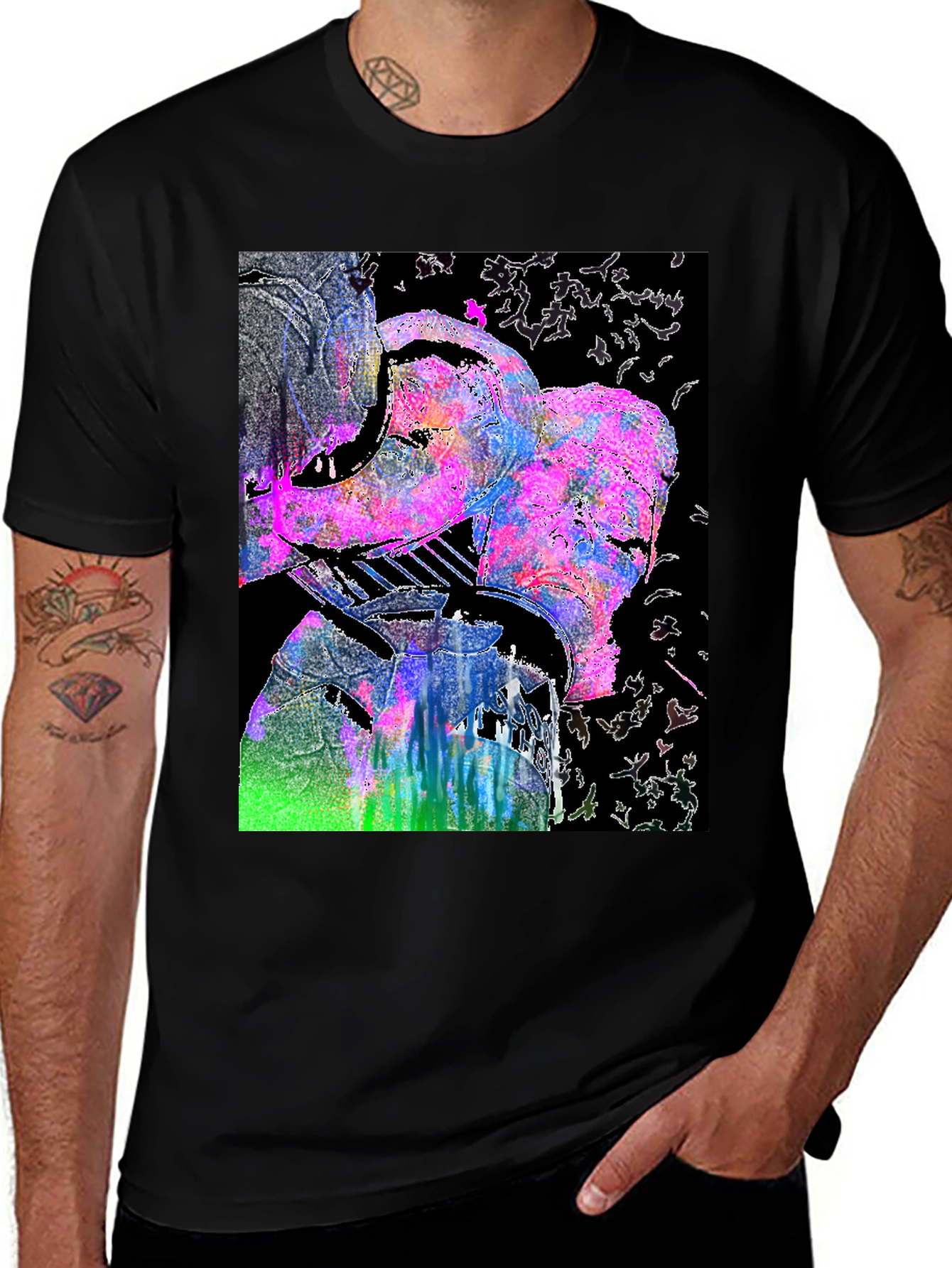 Variant 20 of Abstract Art Graphic Print Men's Black T-Shirt