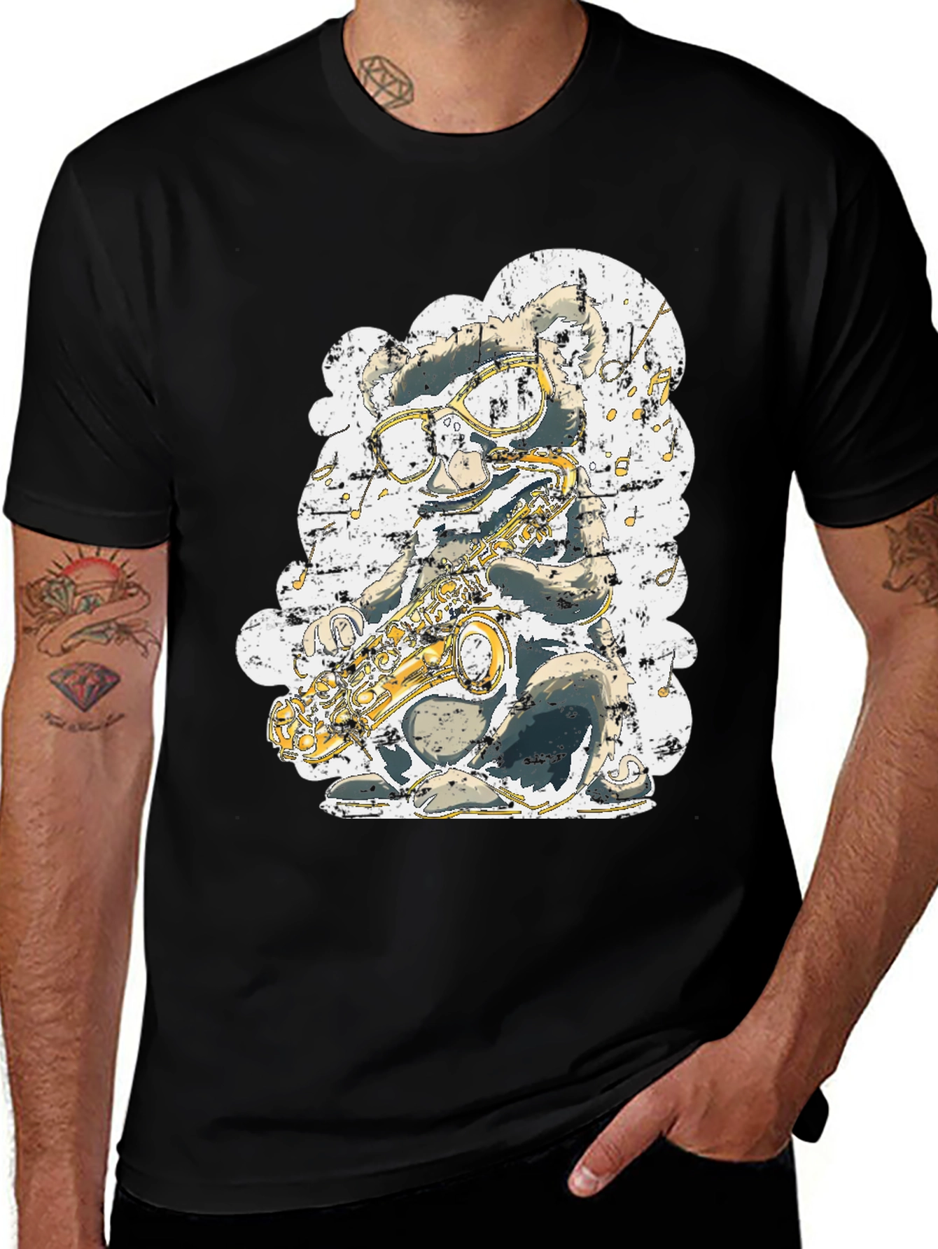 Variant 16 of Cool Cartoon Mouse Saxophone Player Graphic T-Shirt