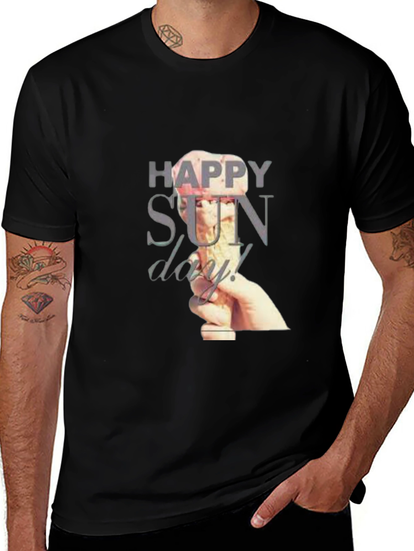 Variant 22 of Happy Sunday Graphic T-Shirt - Black