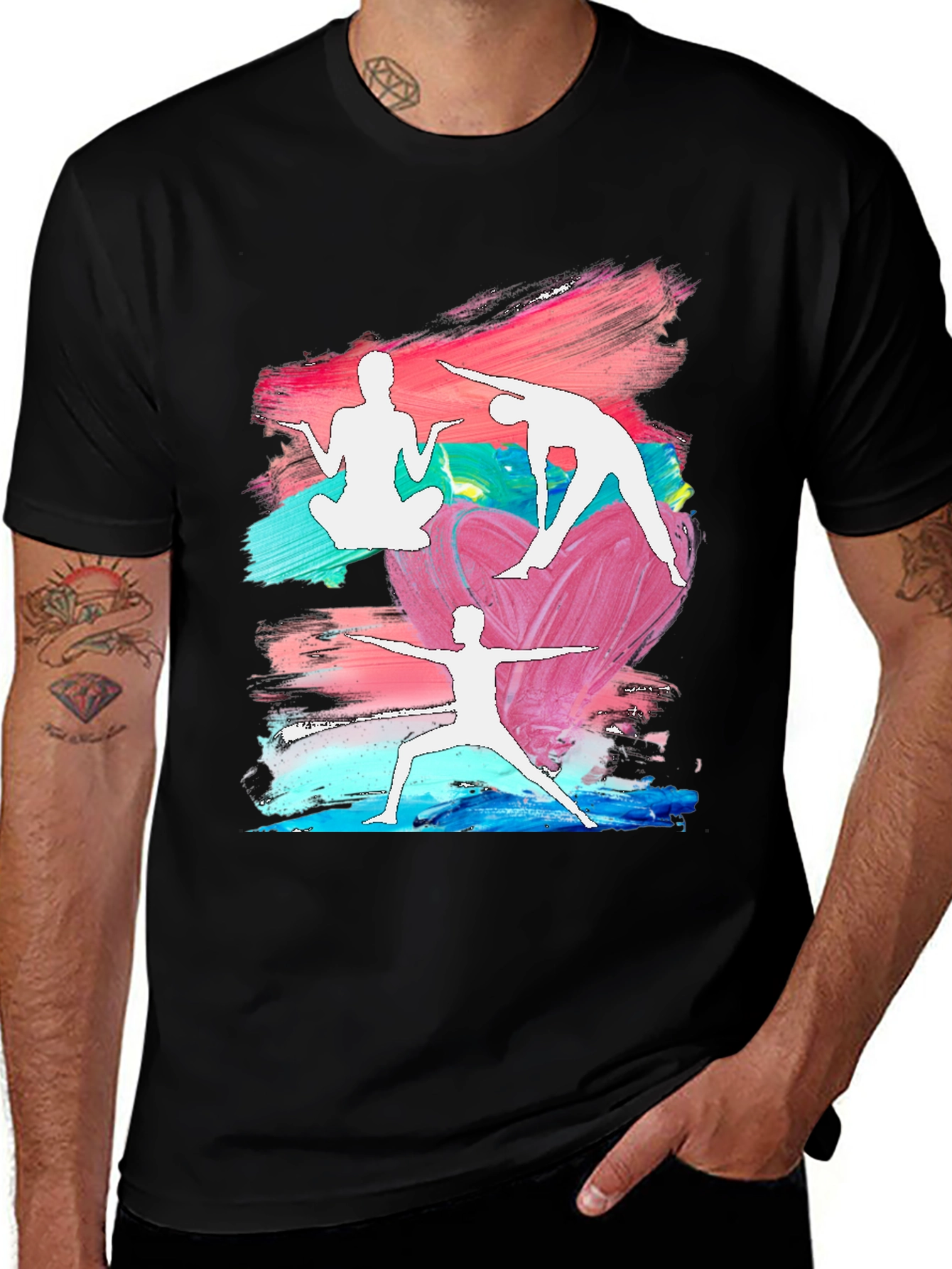Variant 3 of Yoga Poses T-Shirt - Artistic Brushstroke Design