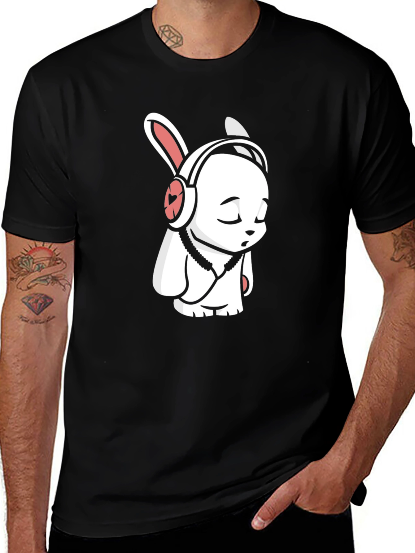 Variant 23 of Cool Rabbit Tee - Black Graphic T-Shirt