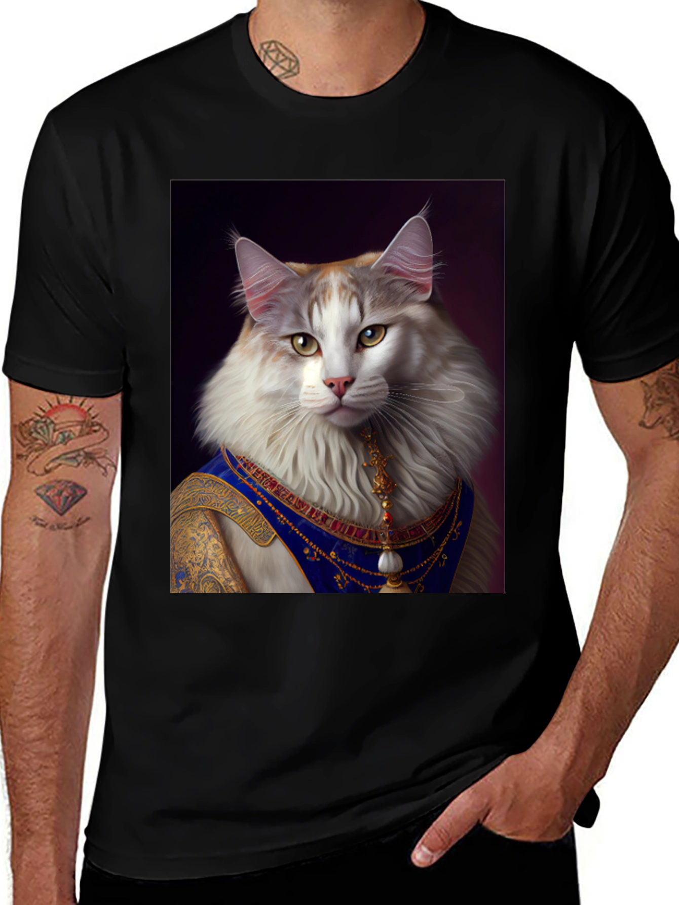 Variant 10 of Regal Cat Portrait Tee - Unique Graphic Print