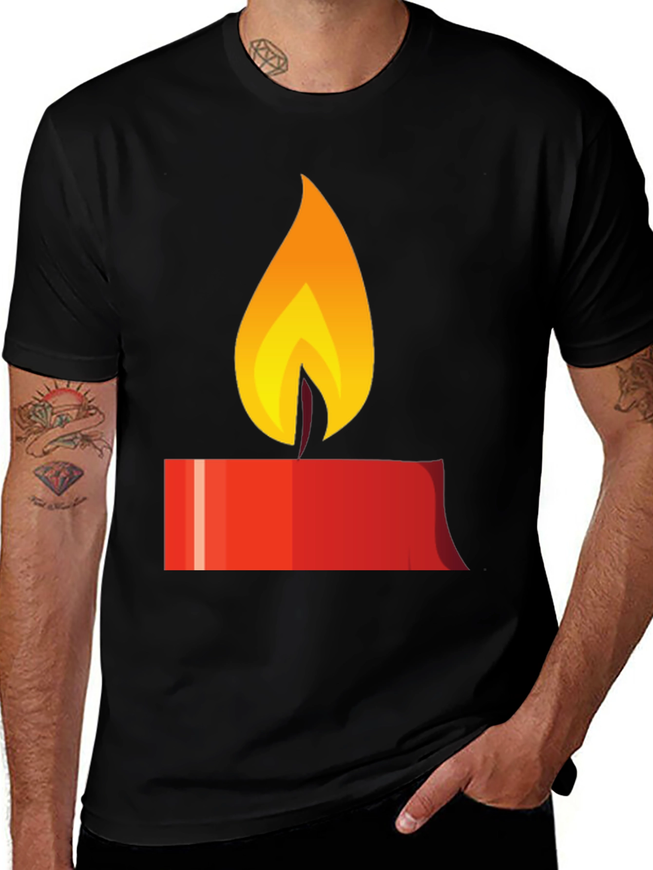 Variant 9 of Candle Flame Graphic Tee - Black Unisex T-Shirt