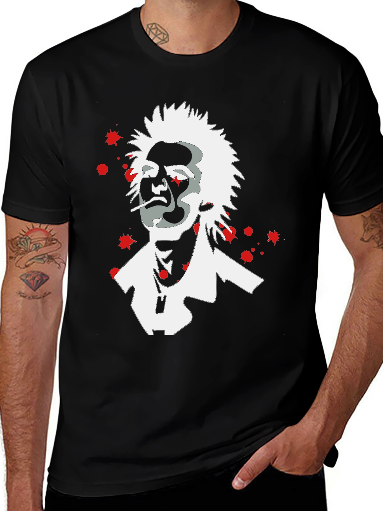 Variant 11 of Punk Portrait Graphic T-Shirt - Black