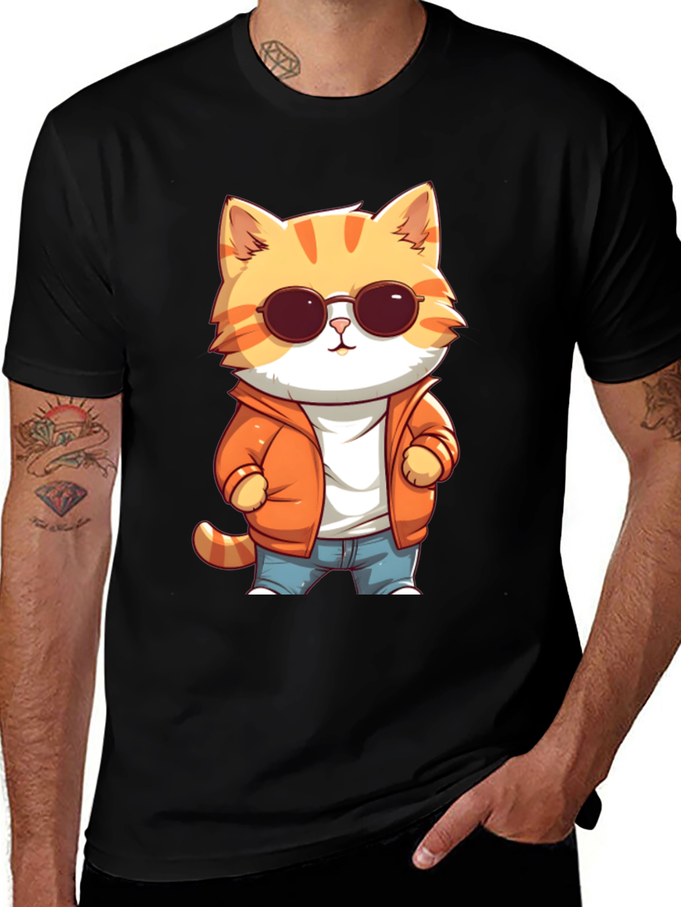 Variant 27 of Cool Cat Cartoon Graphic Tee
