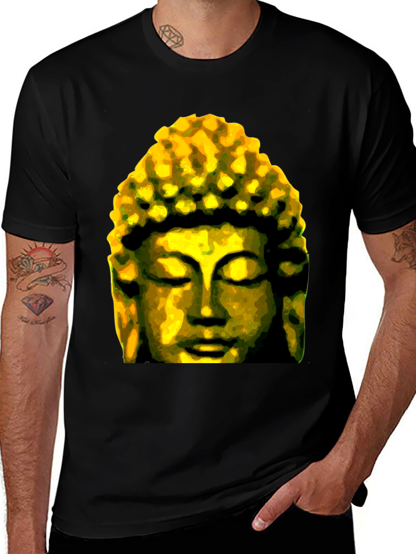Buddha Graphic Print Black Tee