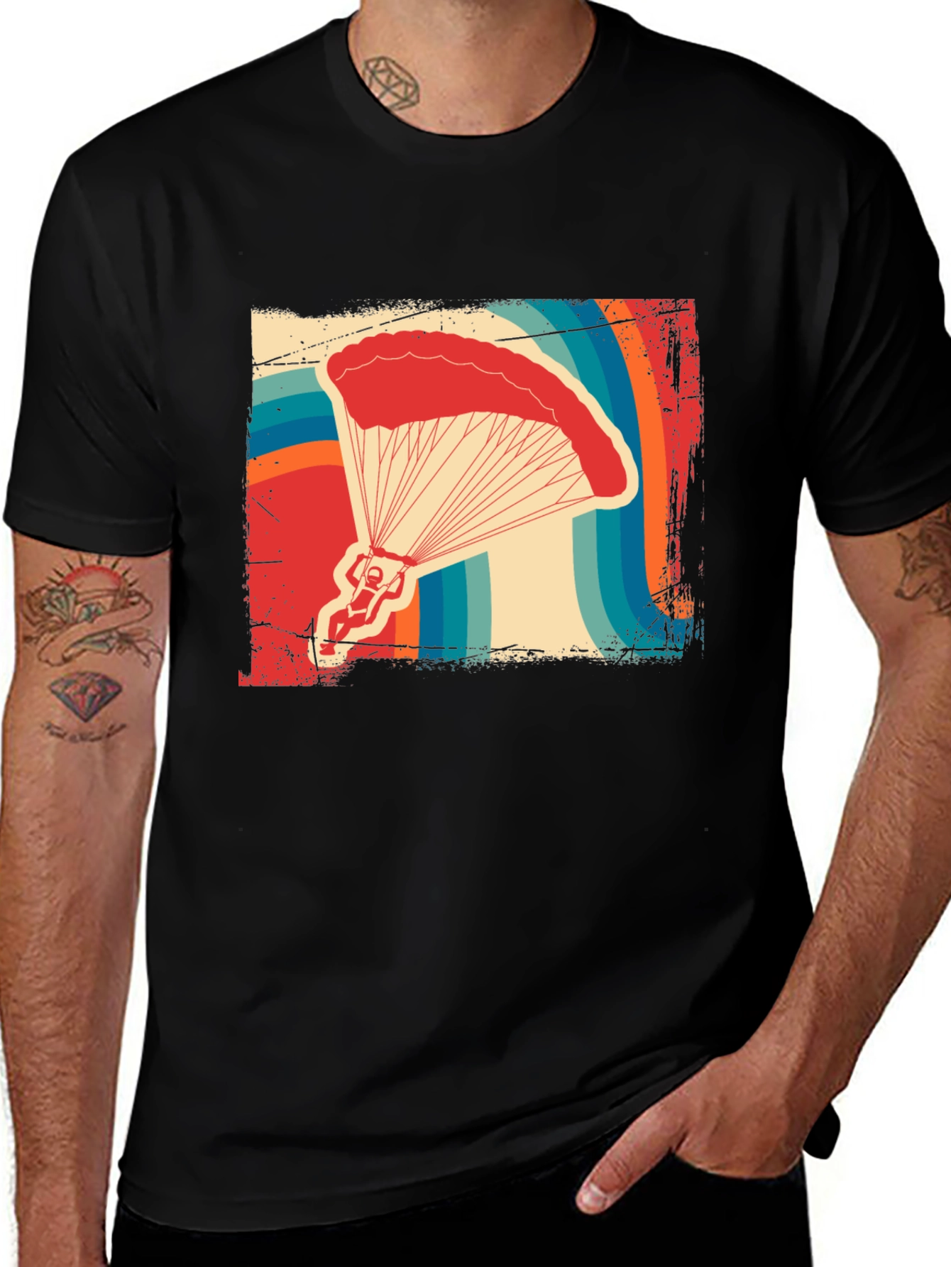 Variant 14 of Retro Parachute T-Shirt: Skydiving Style