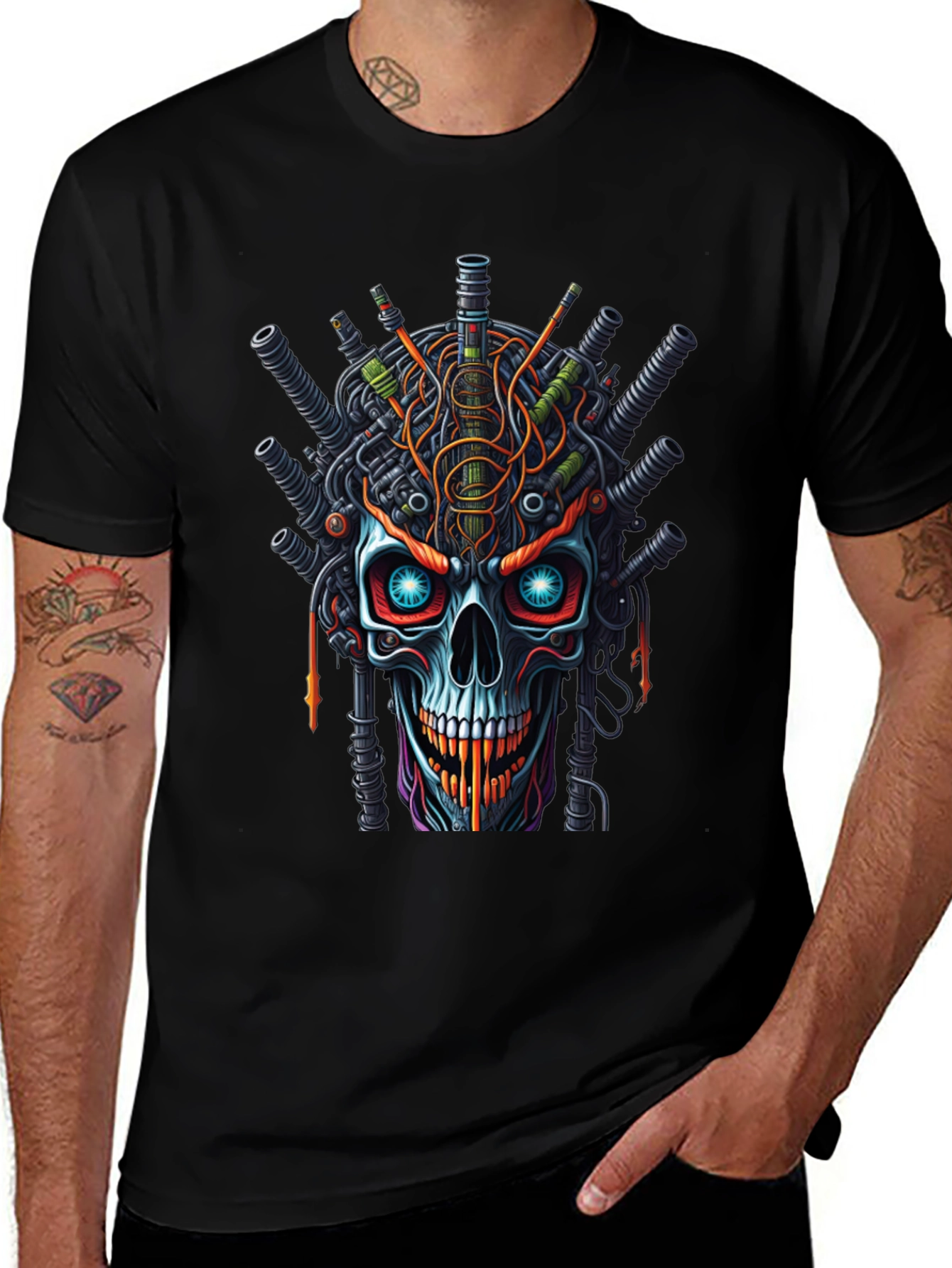 Variant 22 of Cyberpunk Skull T-Shirt - Edgy Graphic Tee