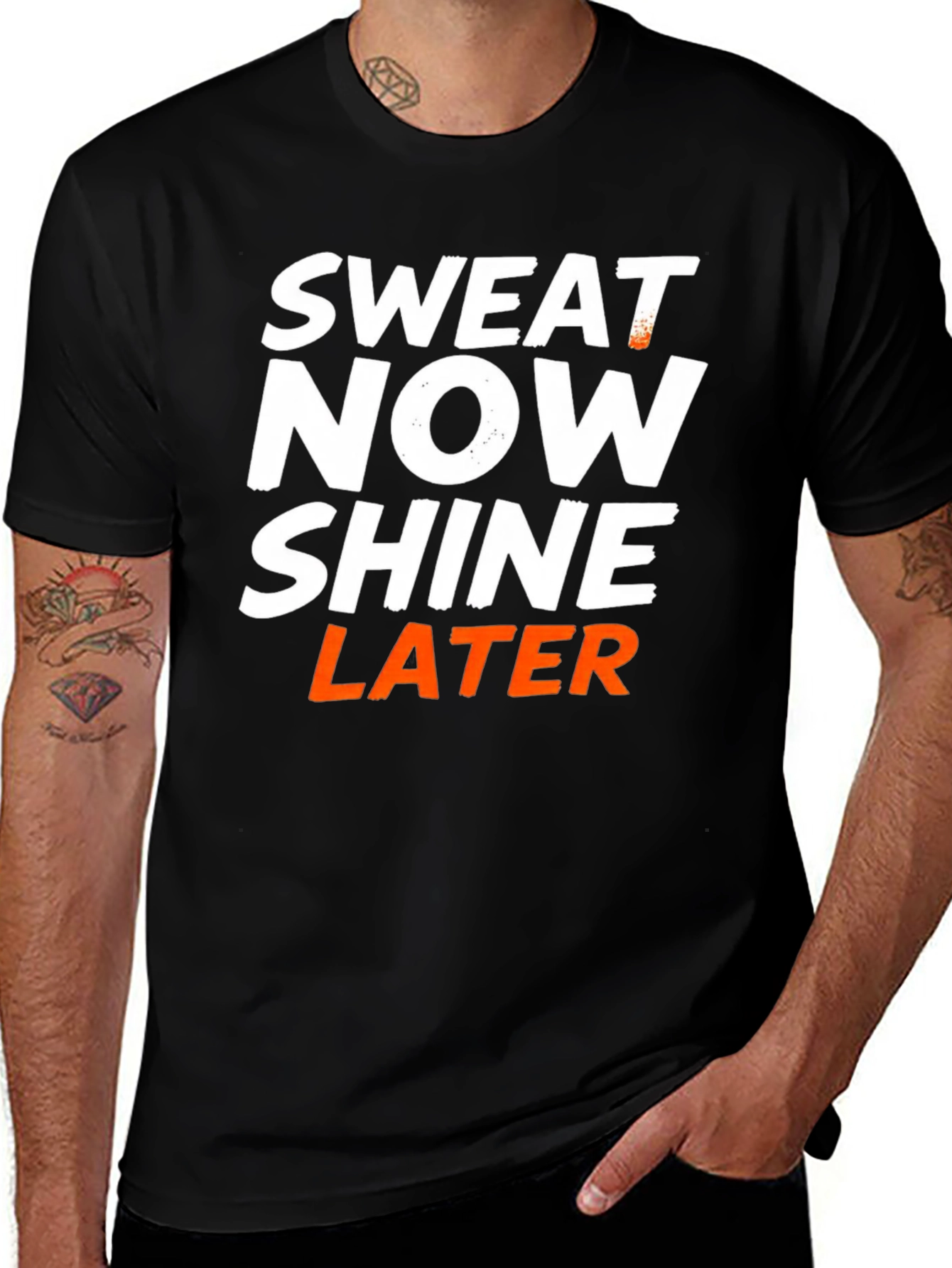 Variant 26 of Sweat Now Shine Later Men's Black Graphic T-Shirt