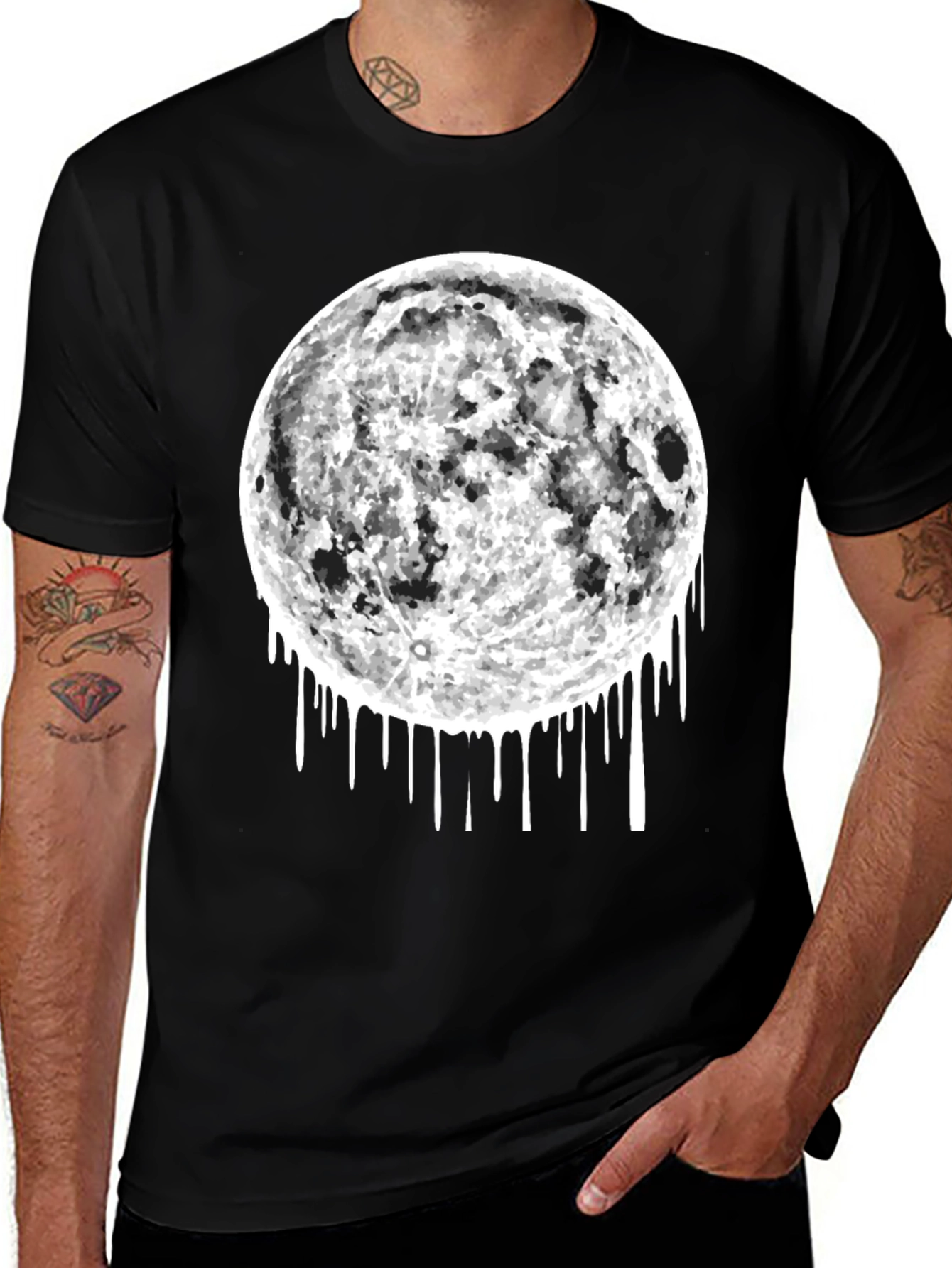 Variant 24 of Moon Drip Graphic Tee - Black