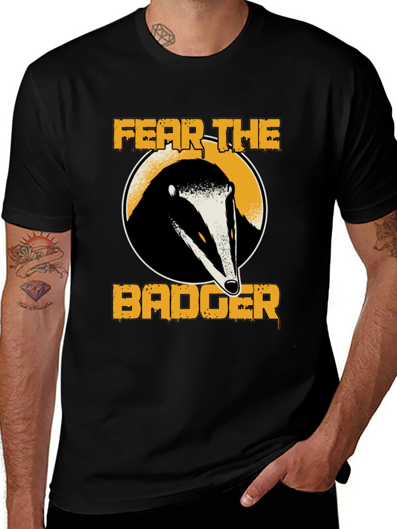 Variant 17 of Fear The Badger Graphic Tee - Men's Black T-Shirt