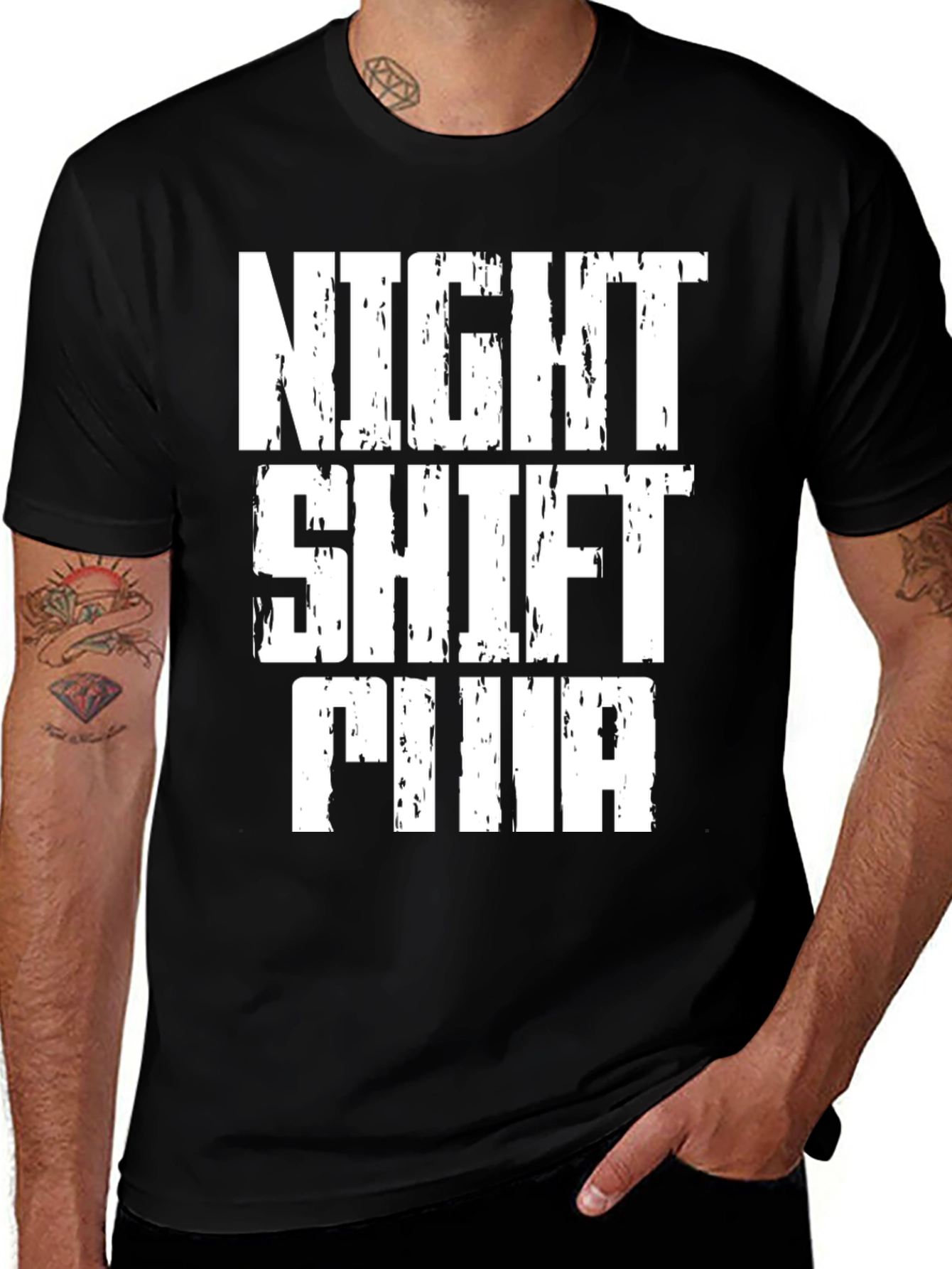 Variant 18 of Night Shift FINA Graphic Tee - Black Cotton T-Shirt