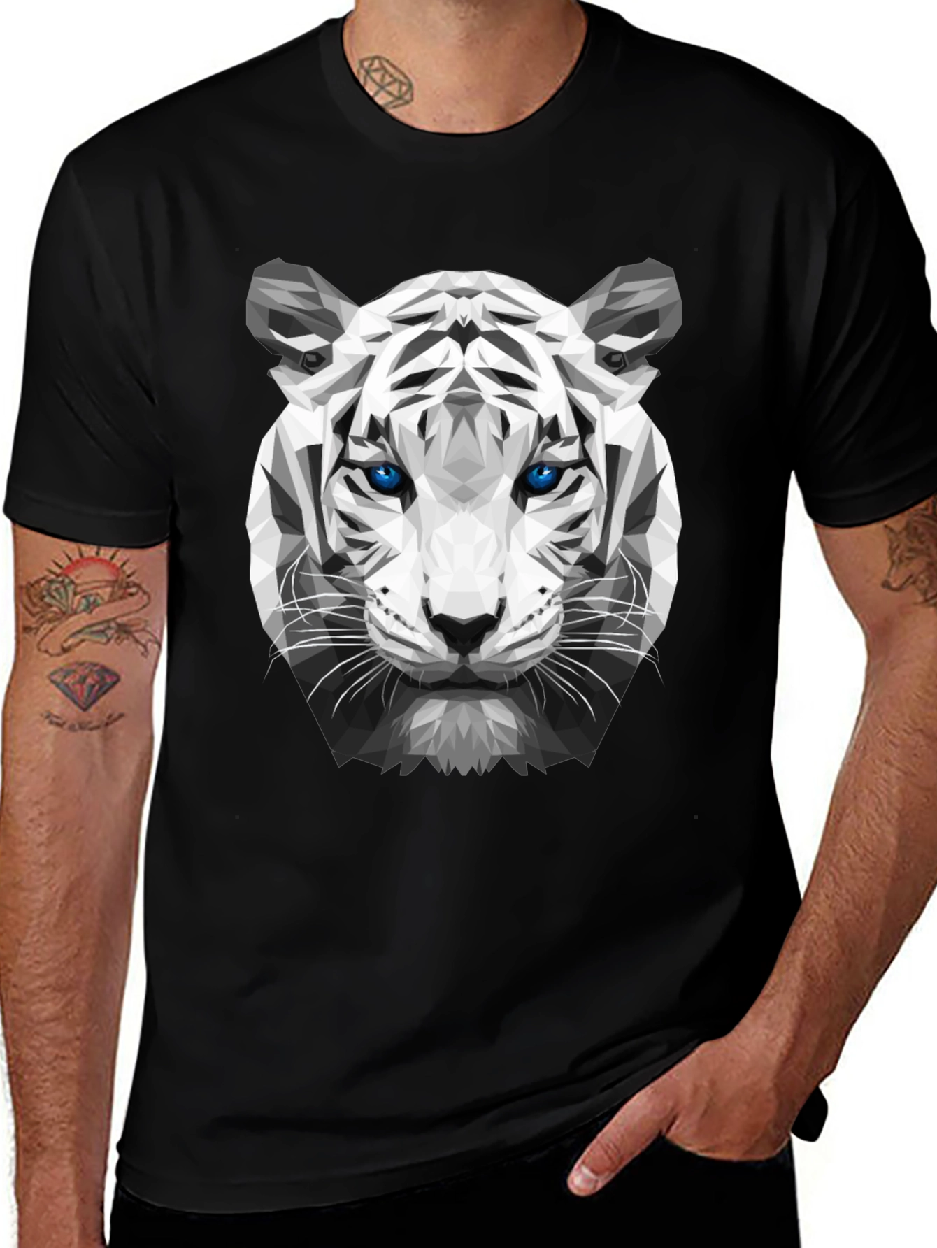Variant 2 of Geometric Tiger Graphic Tee - Unique Streetwear