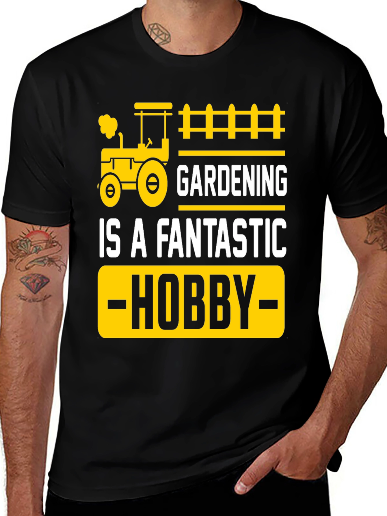 Variant 22 of Gardening Hobby T-Shirt - Black Cotton Tee