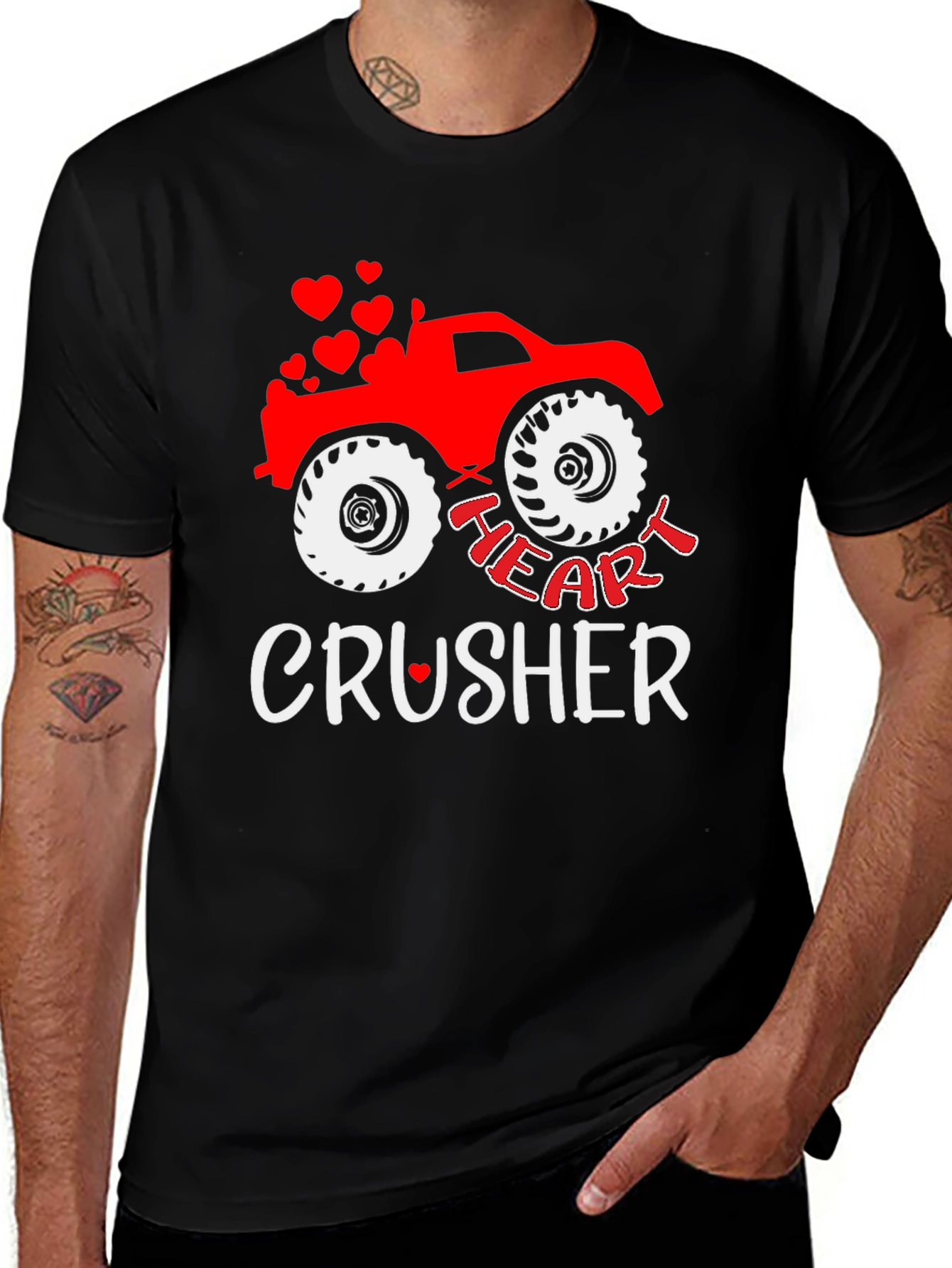 Heart Crusher Valentine's Day Monster Truck T-Shirt