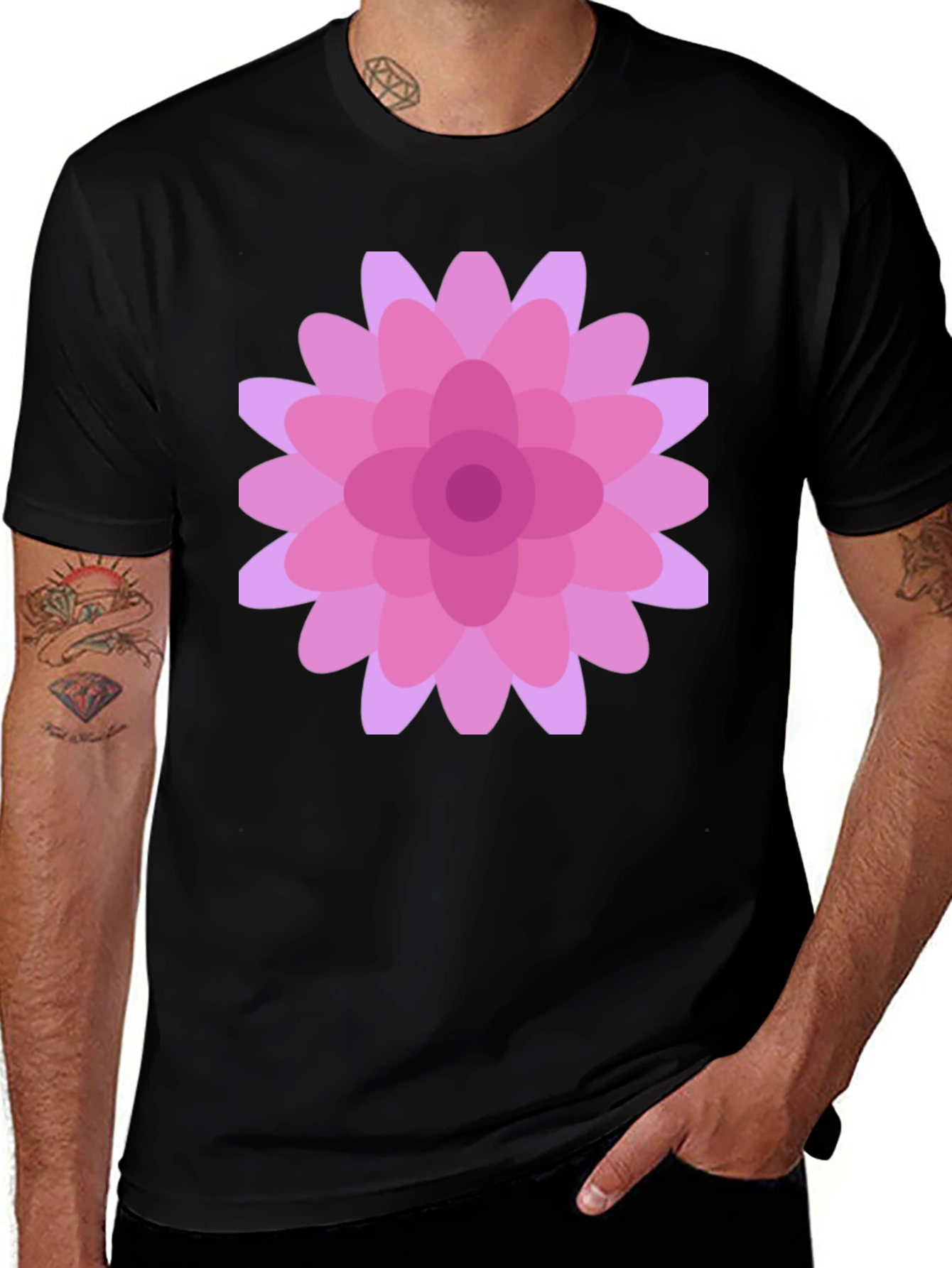 Variant 21 of Pink Flower Graphic Tee - Soft Cotton Comfort