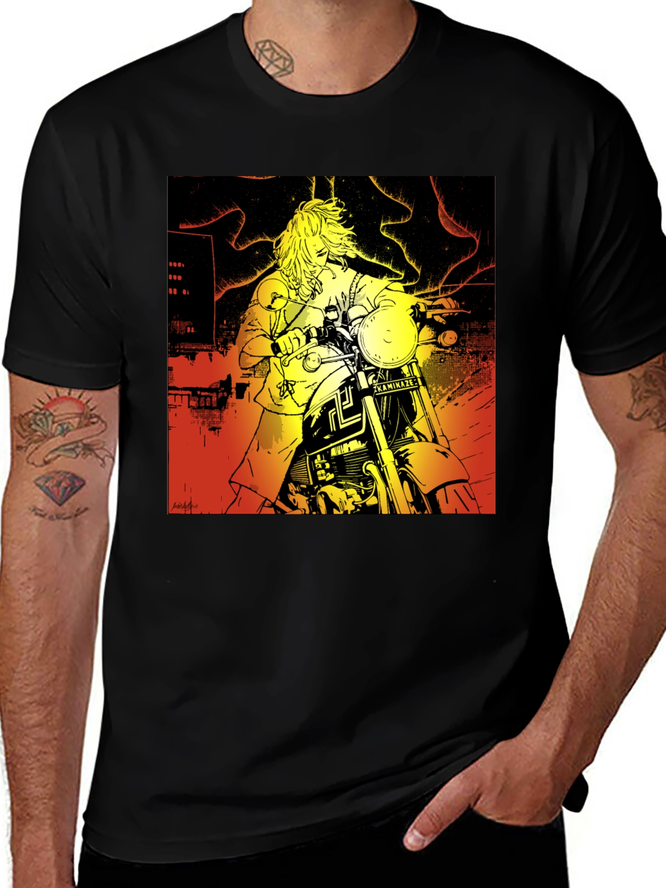 Variant 4 of Anime Biker T-Shirt - Cool Graphic Tee