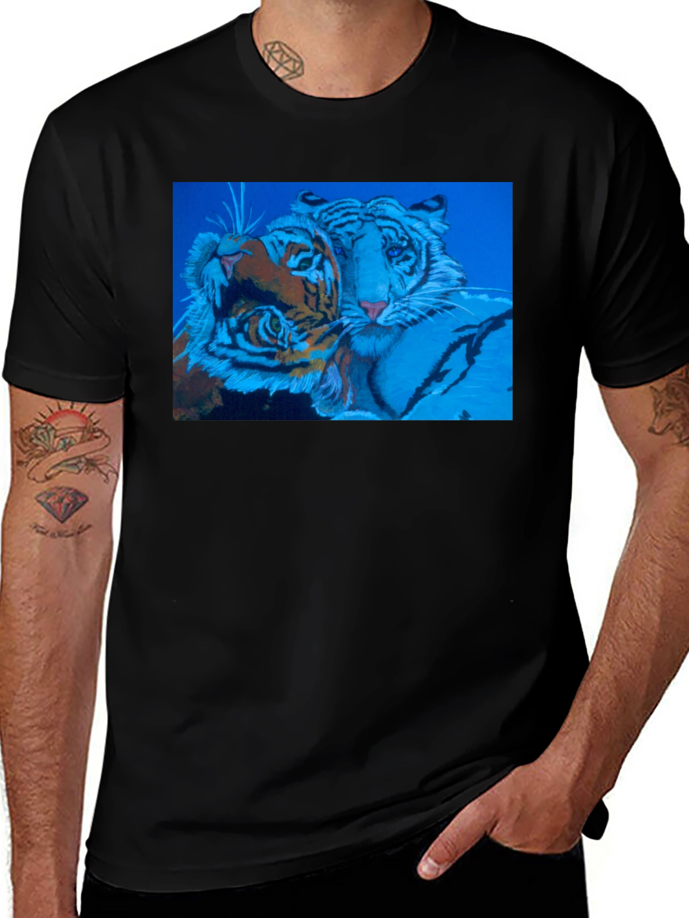 Tiger Graphic Print Black Tee