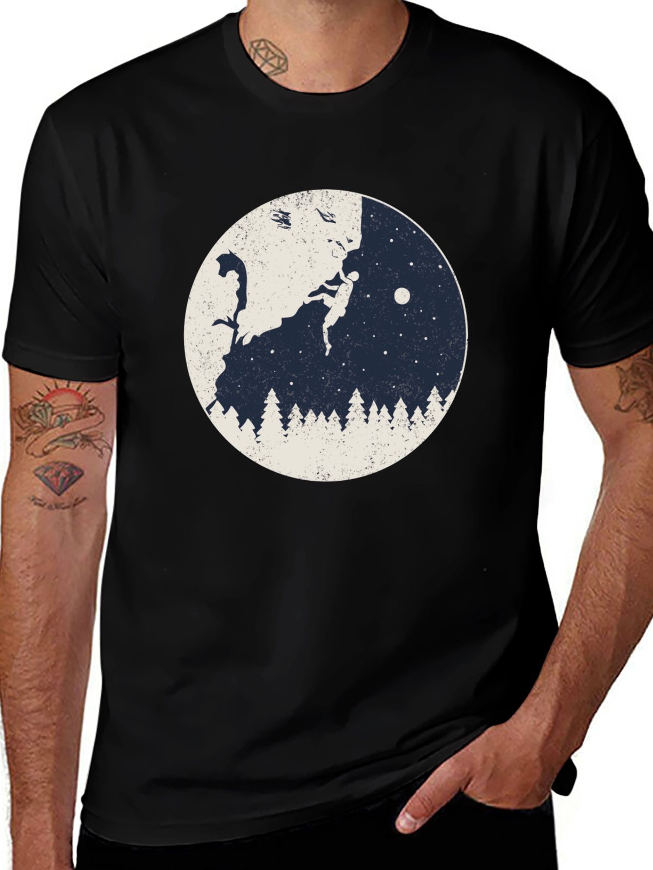 Variant 11 of Climbing Adventure Graphic Tee - Black Cotton