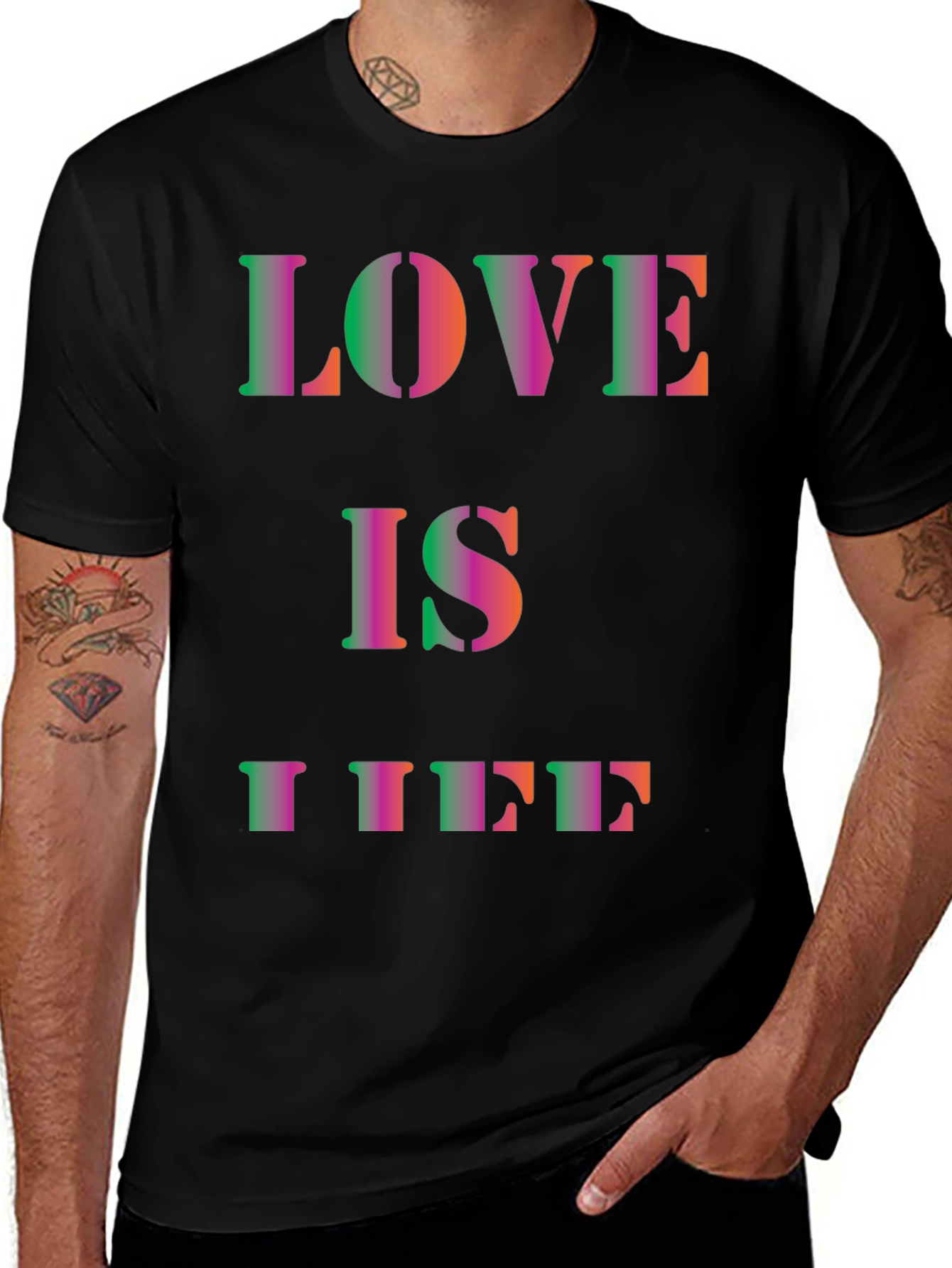 Variant 14 of Love is Life Black Graphic Tee
