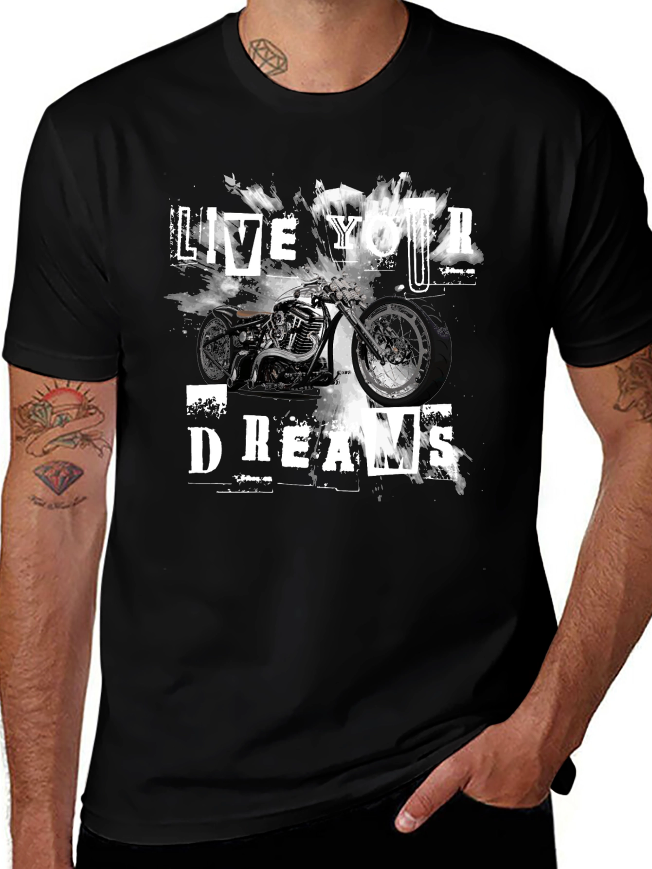 Variant 16 of Live Your Dreams Graphic Tee - Motorcycle T-Shirt