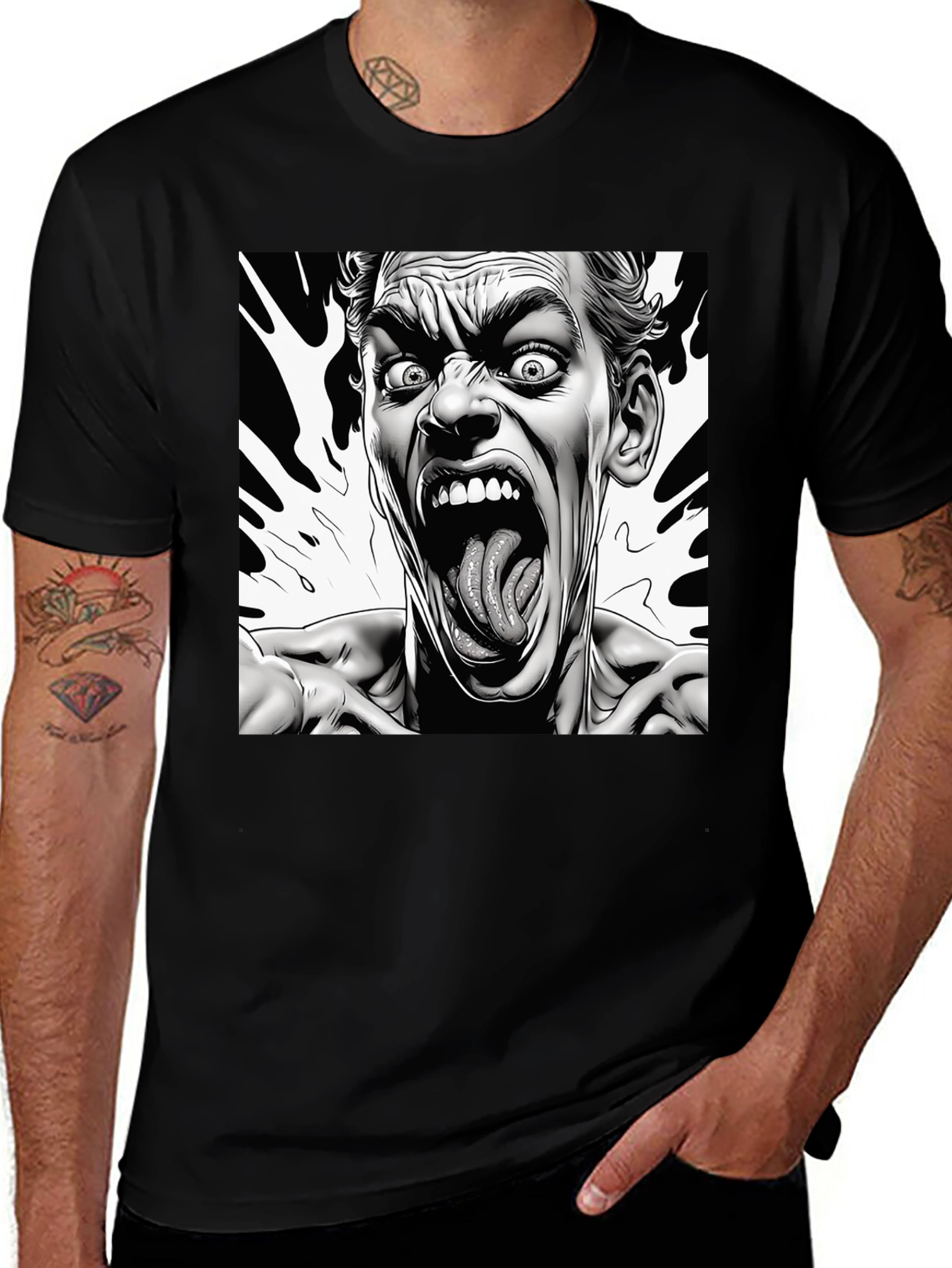 Variant 14 of Extreme Expression Graphic Tee - Bold Black Cotton