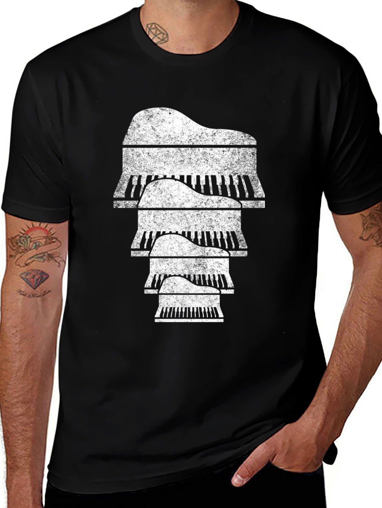 Variant 2 of Piano Stack Graphic Tee - Music Lover's Shirt