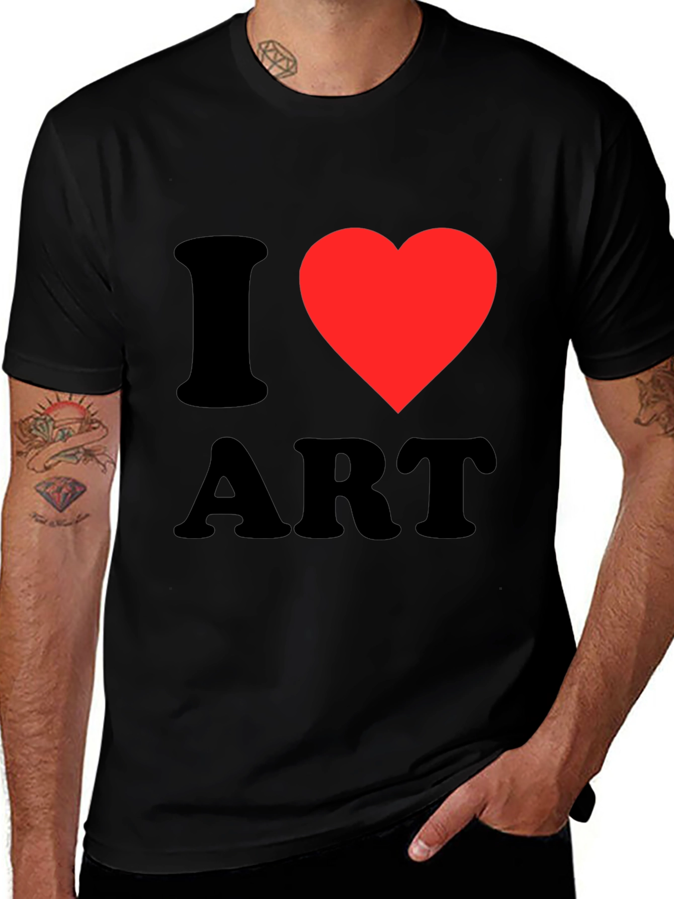 I Heart Art Graphic Tee - Black Cotton T-Shirt