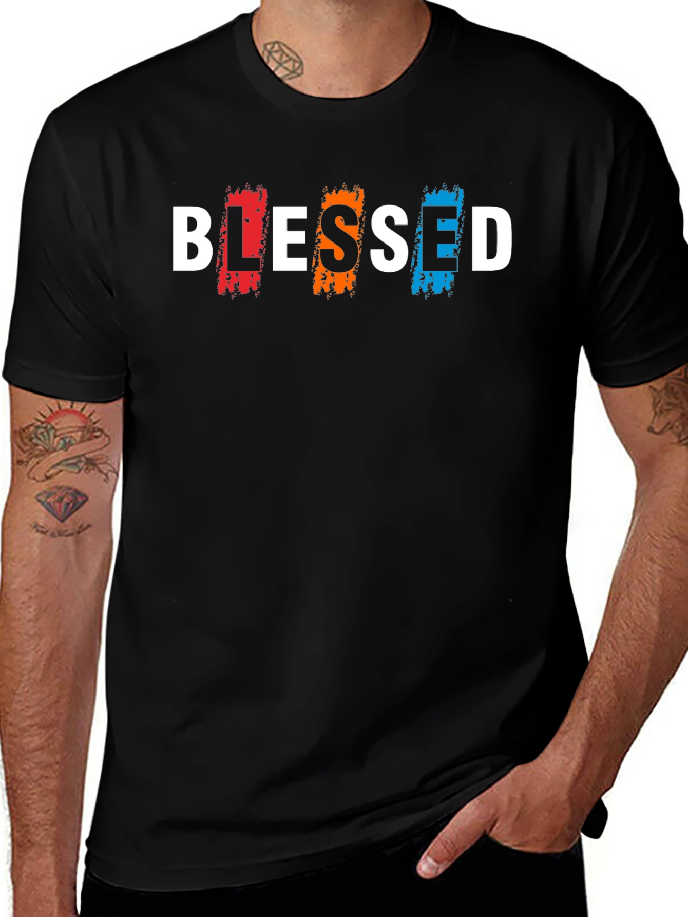 Variant 4 of Blessed Graphic Print Black T-Shirt