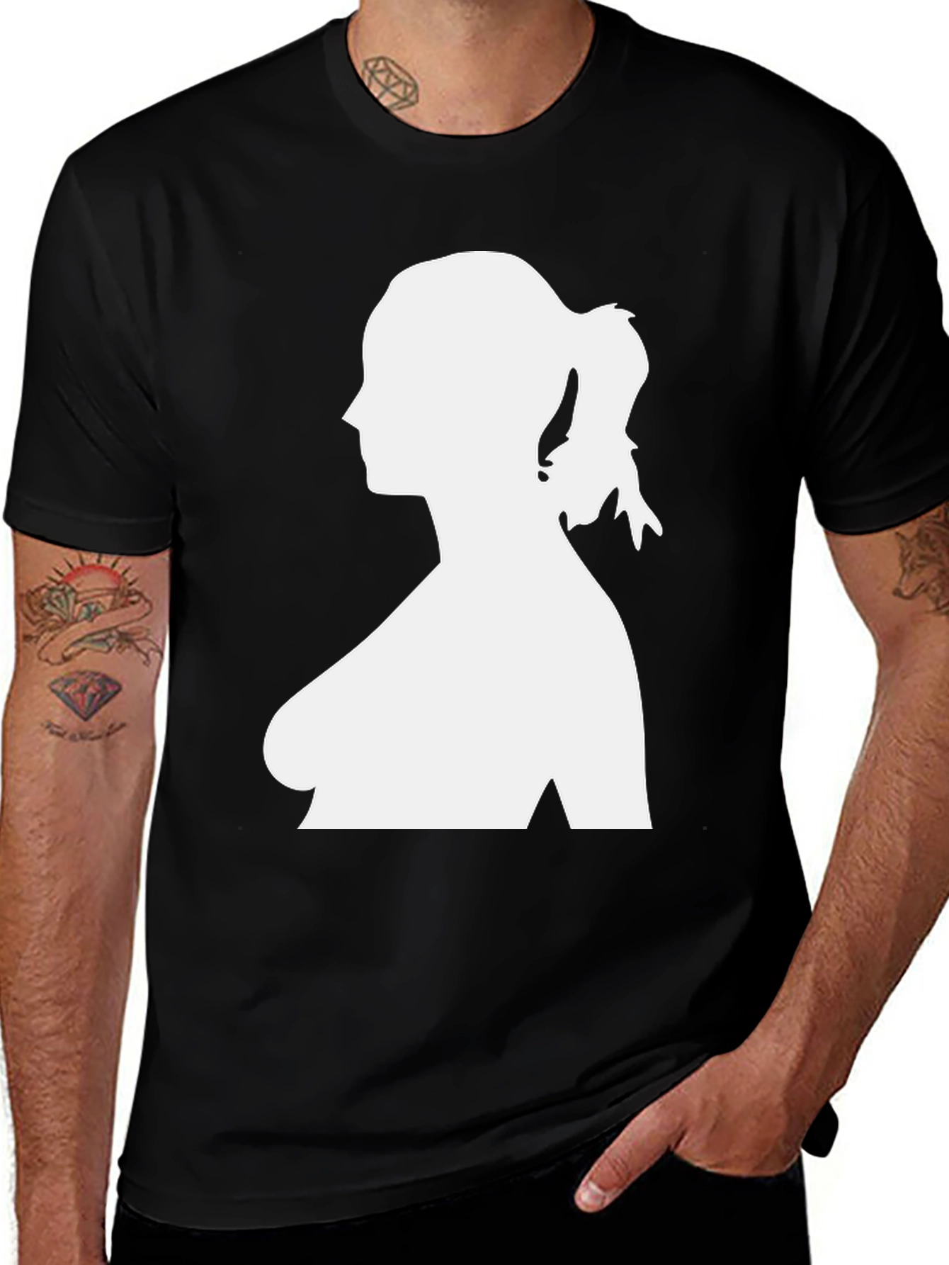 Variant 28 of Silhouette Graphic Tee - Black Cotton T-Shirt
