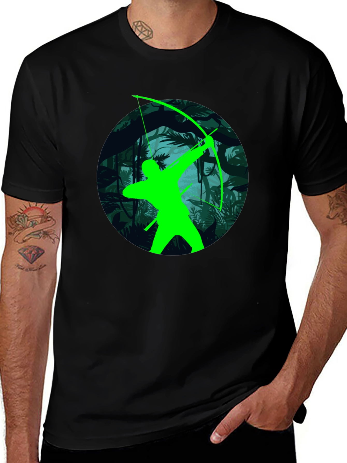 Variant 16 of Green Arrow Graphic T-Shirt - Black Tee