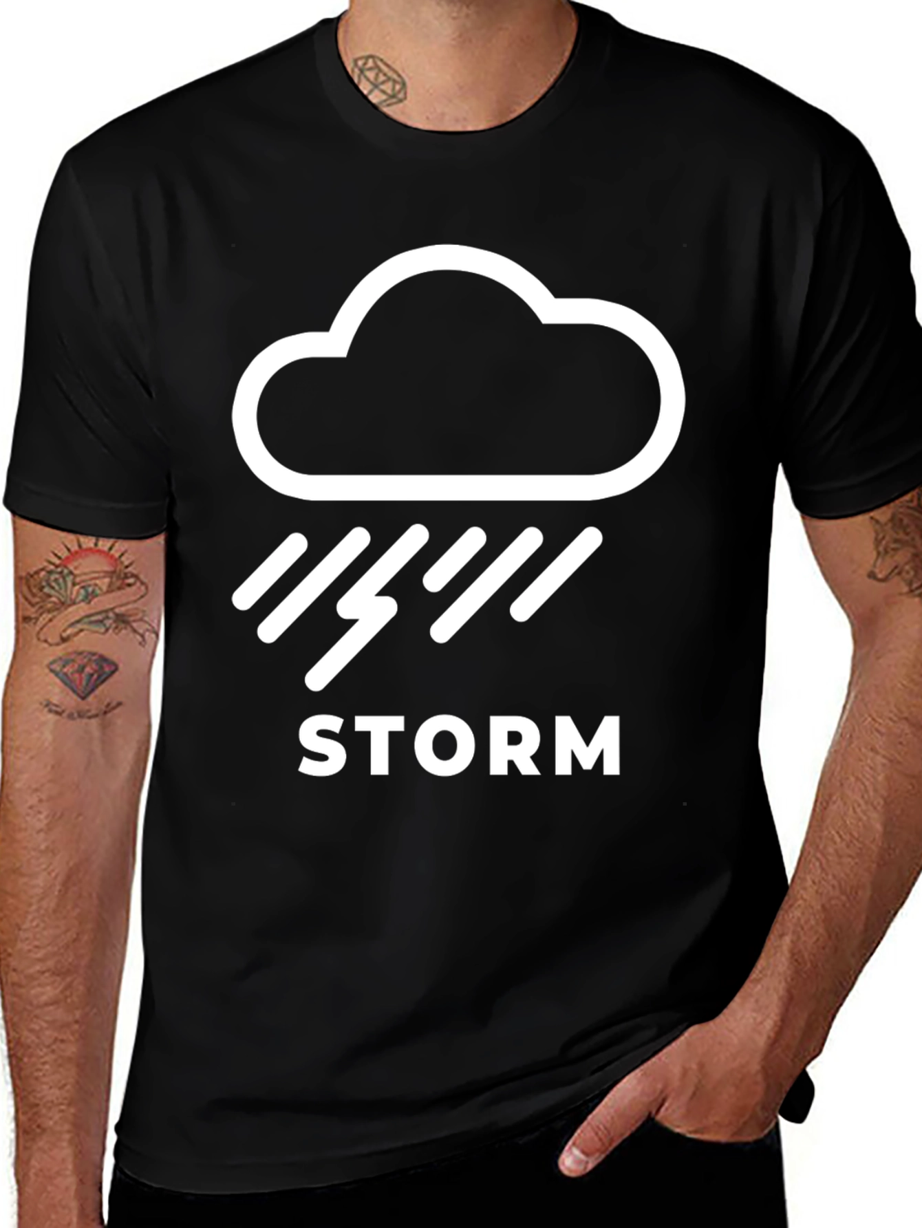 Variant 19 of Storm Graphic T-Shirt - Black Cotton Tee