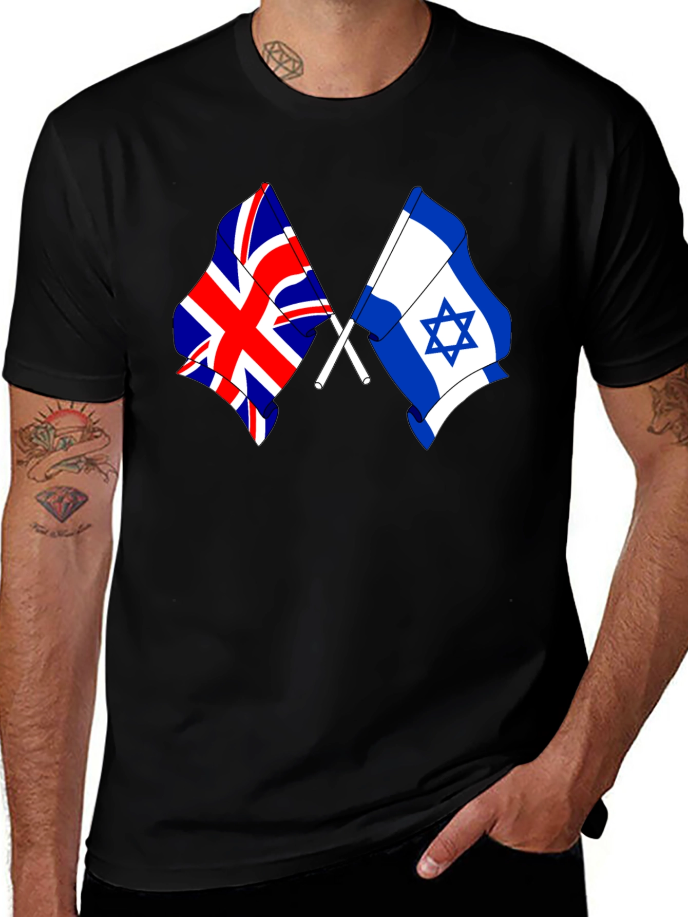 UK & Israel Flags Graphic T-Shirt