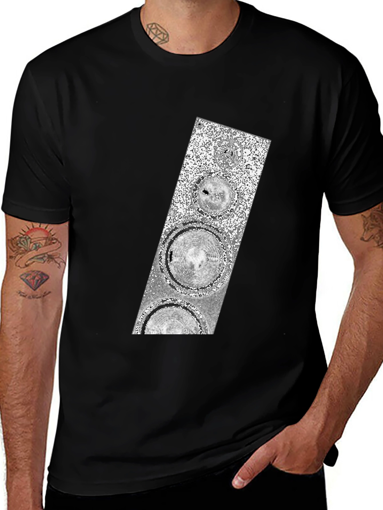 Variant 6 of Abstract Silver Speaker Graphic Black T-Shirt
