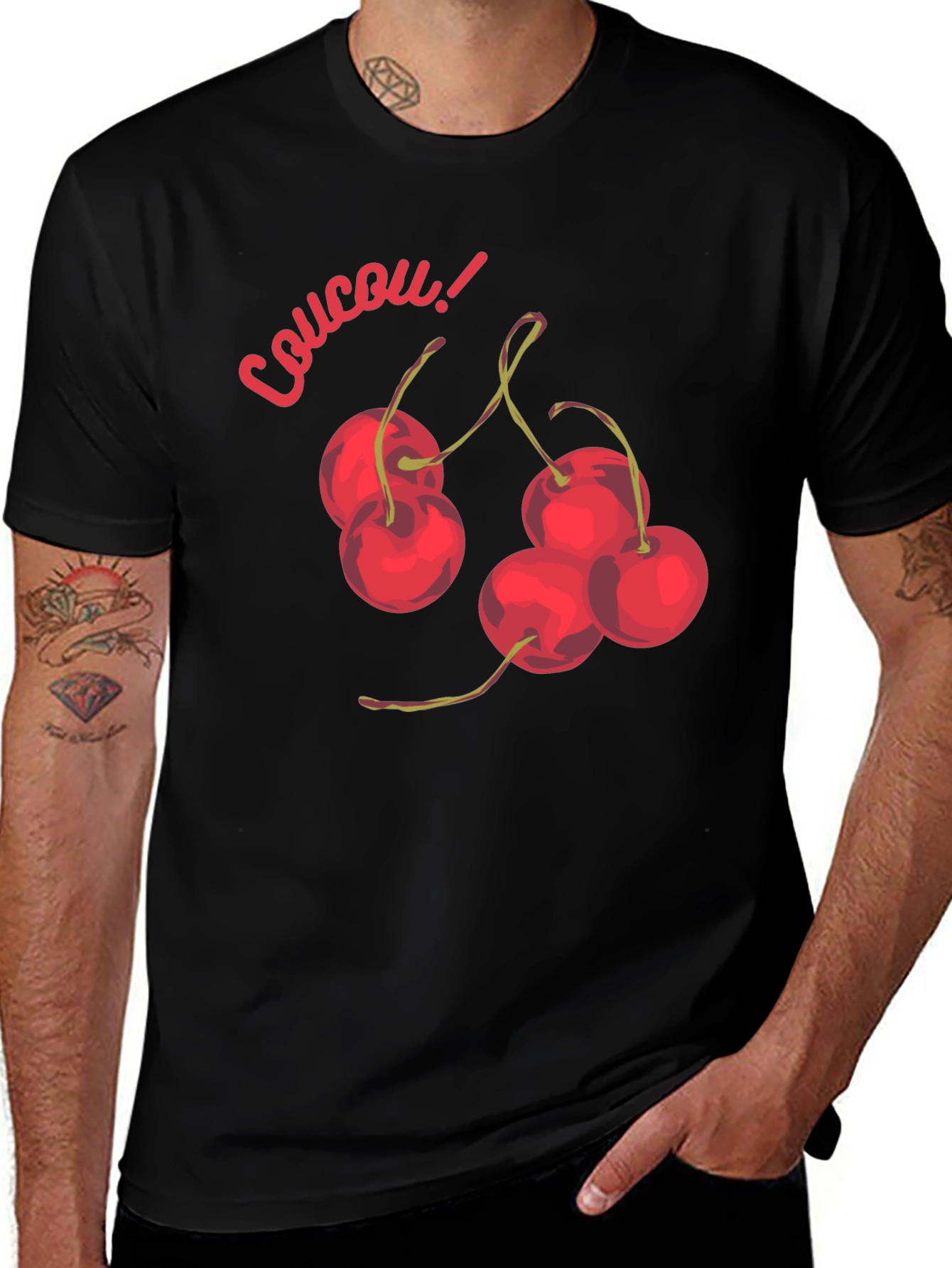 Black Coucou Cherries Black Graphic T-Shirt main image